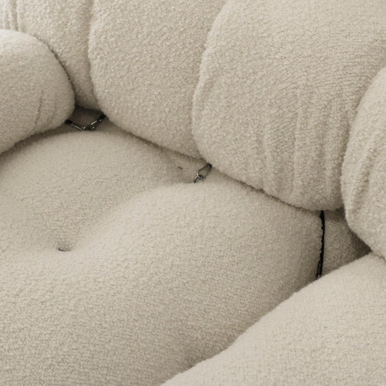 Italian Mario Bellini B&B Italia Camaleonda White Bouclé Fabric Modular Sofa  For Sale