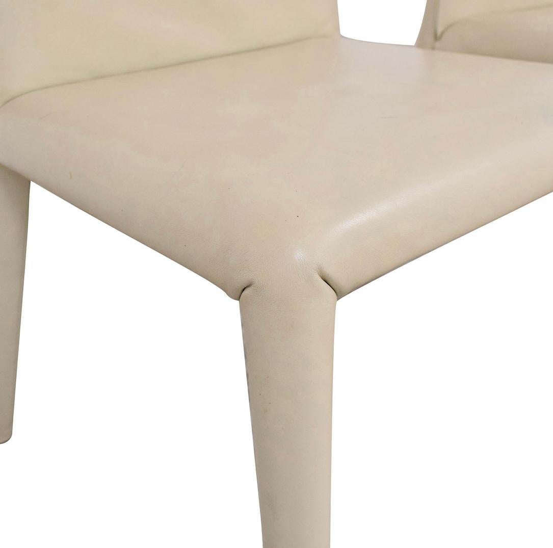 Mid-Century Modern Mario Bellini for B&B Italia Cream Leather Accent Chair, Dining, Italy, 2001