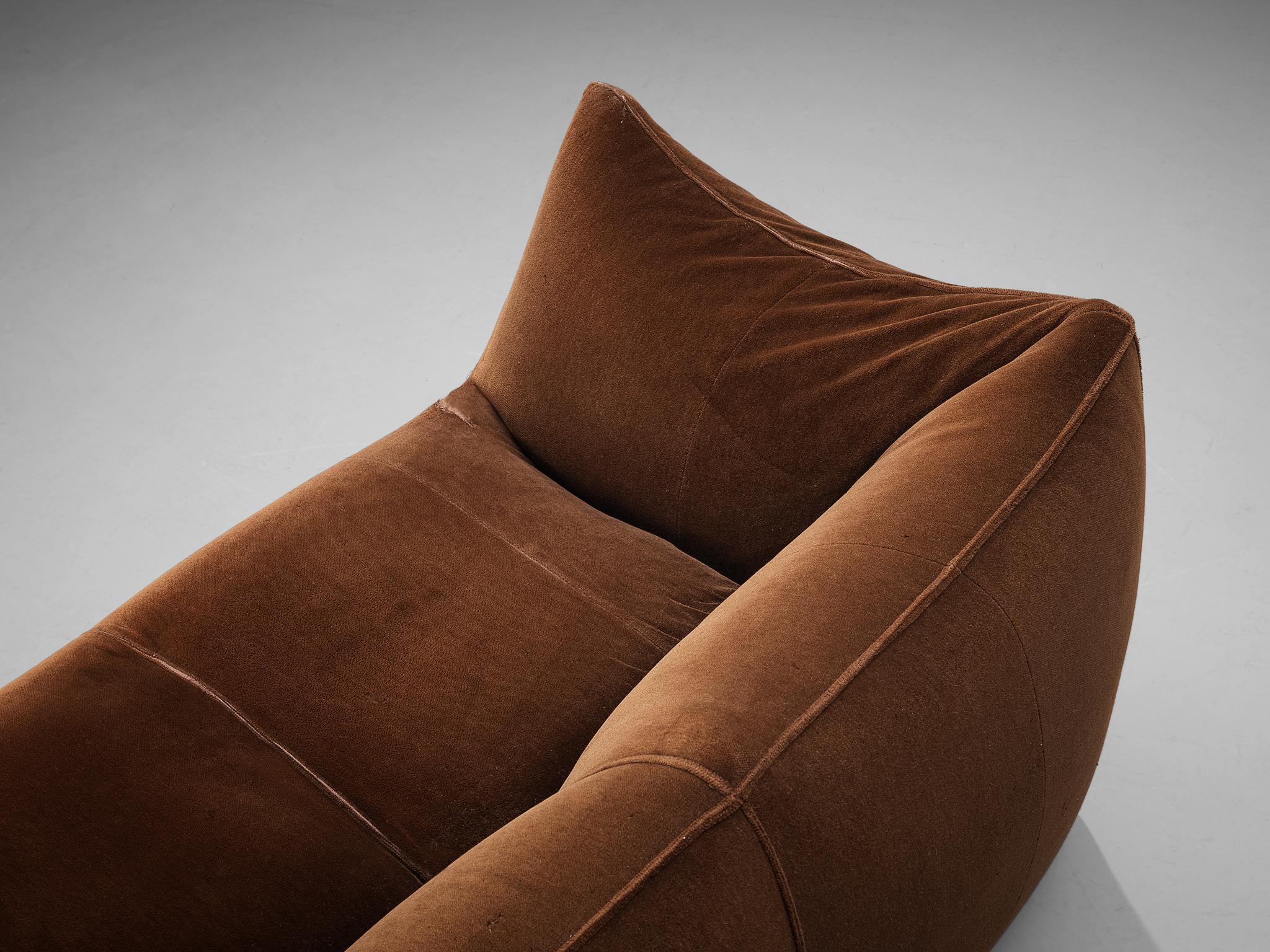 Late 20th Century Mario Bellini for B&B Italia 'Le Bambole' Settee in Brown Upholstery