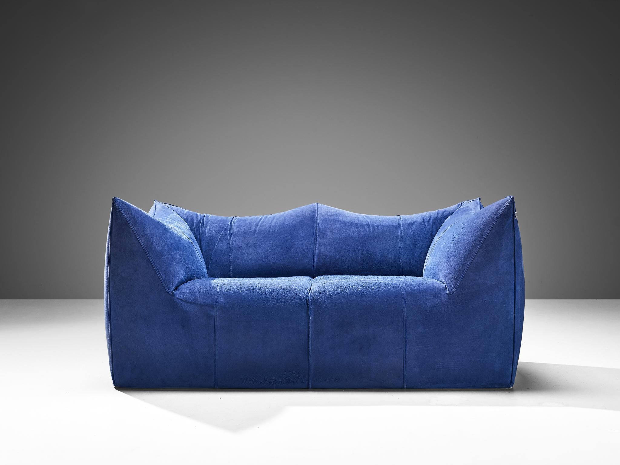 Mario Bellini for B&B Italia 'Le Bambole' Sofa in Blue Suede In Good Condition In Waalwijk, NL
