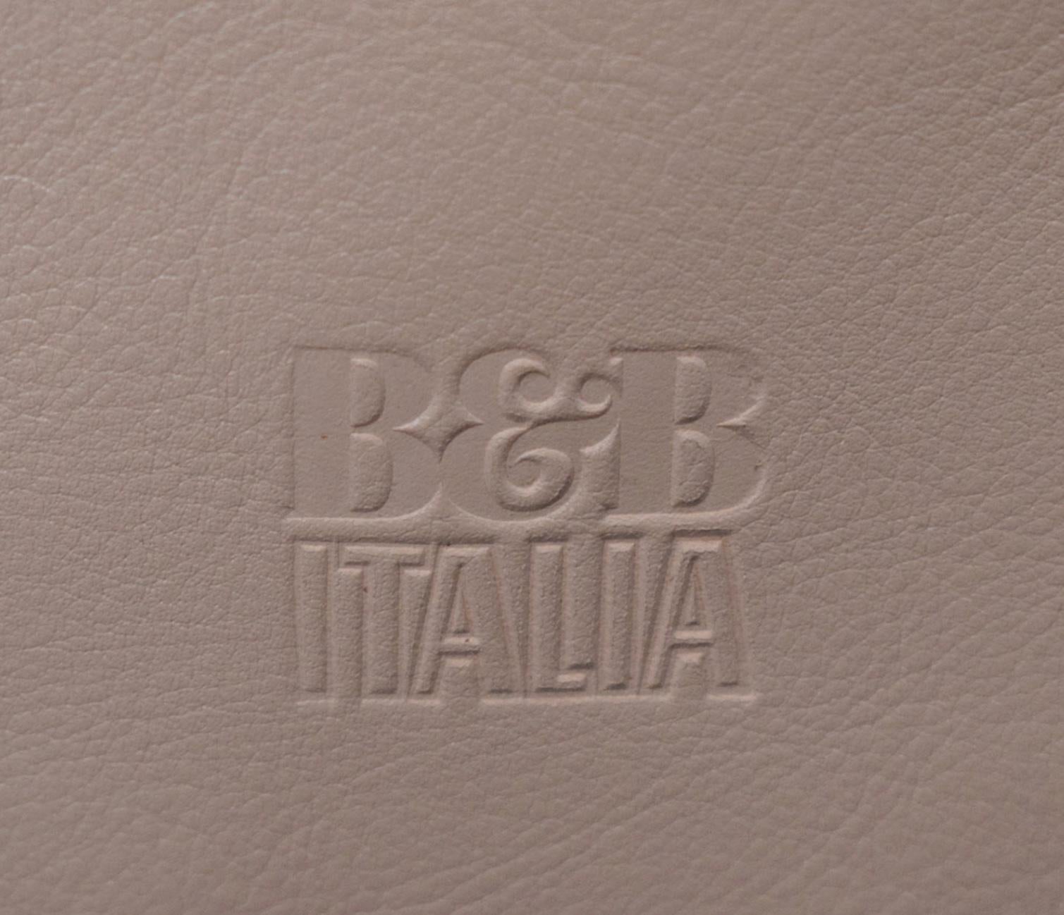 Mid-Century Modern Mario Bellini for B&B Italia Leather Dining Chair Set of 6, Cream, Greige, Italy