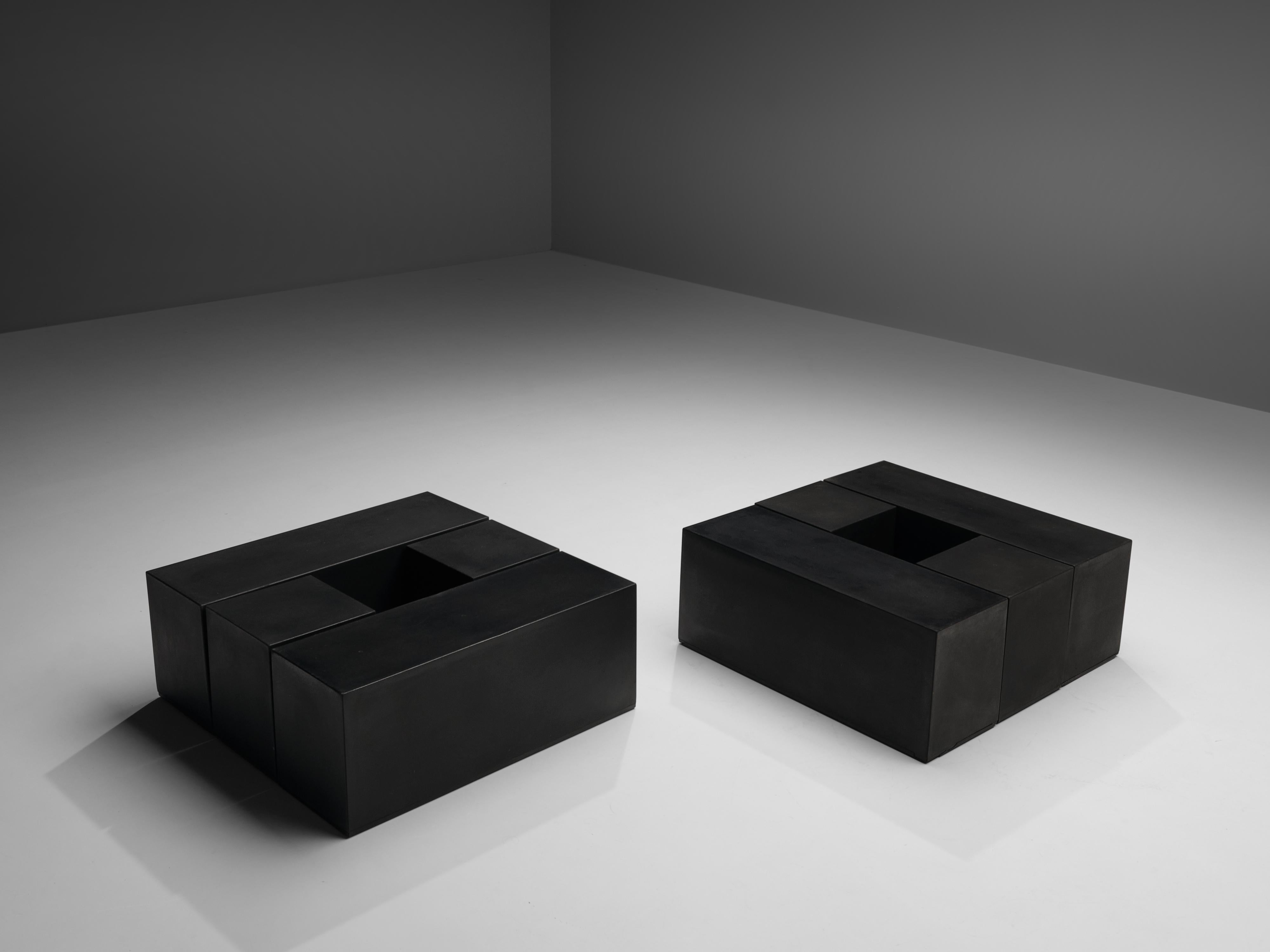 Mario Bellini for B&B Italia, side table elements 'Gli Scacchi', black polyurethane, Italy, 1971

Mario Bellini desiged the 'Gli Scacchi' meaning 'the chess' in 1971. Self-skinning polyurethane was used as a material which is long lasting and easy
