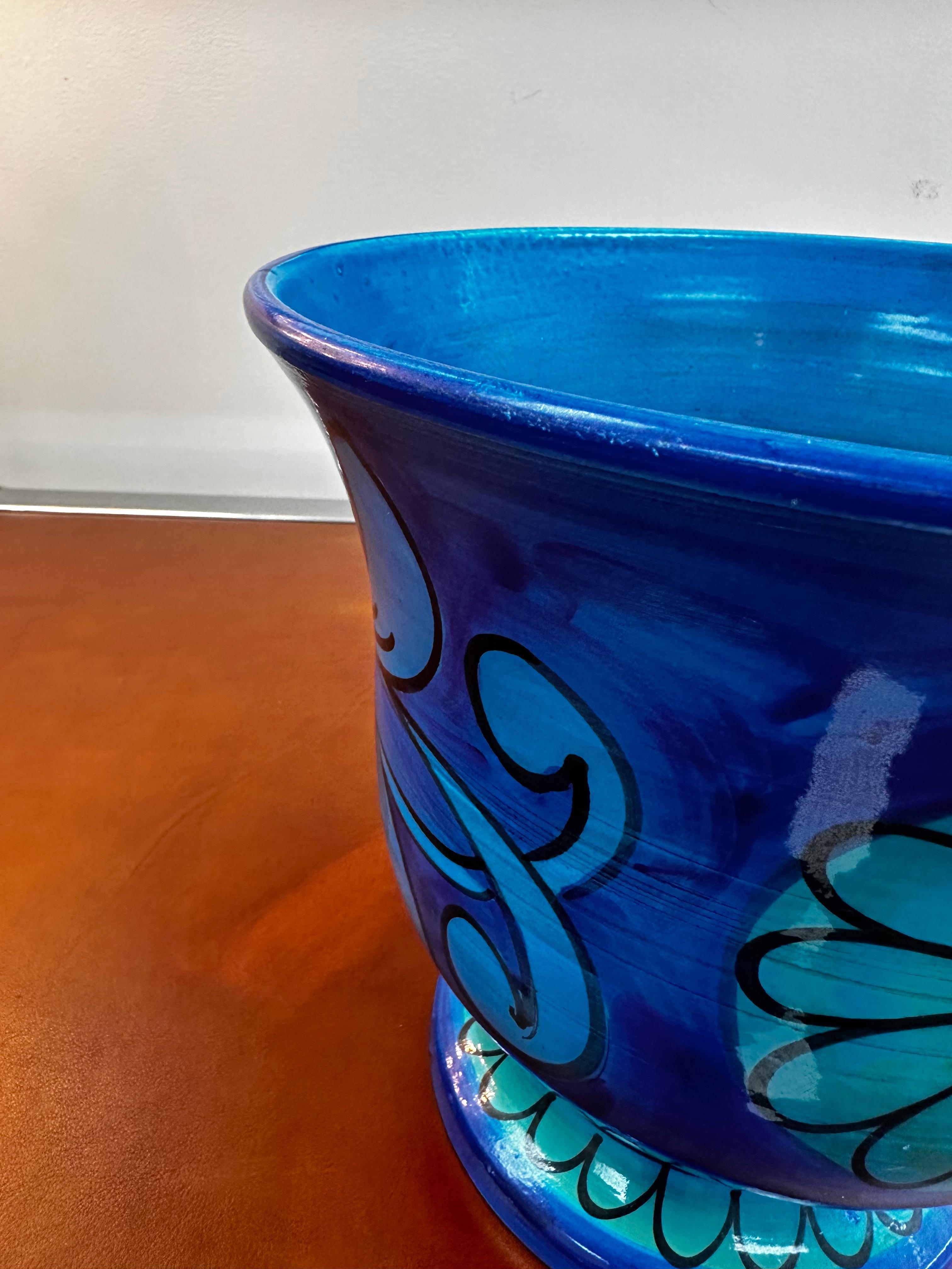 Jardinière florale bleue Mario Bellini pour Bitossi / Raymor Rimini en vente 3