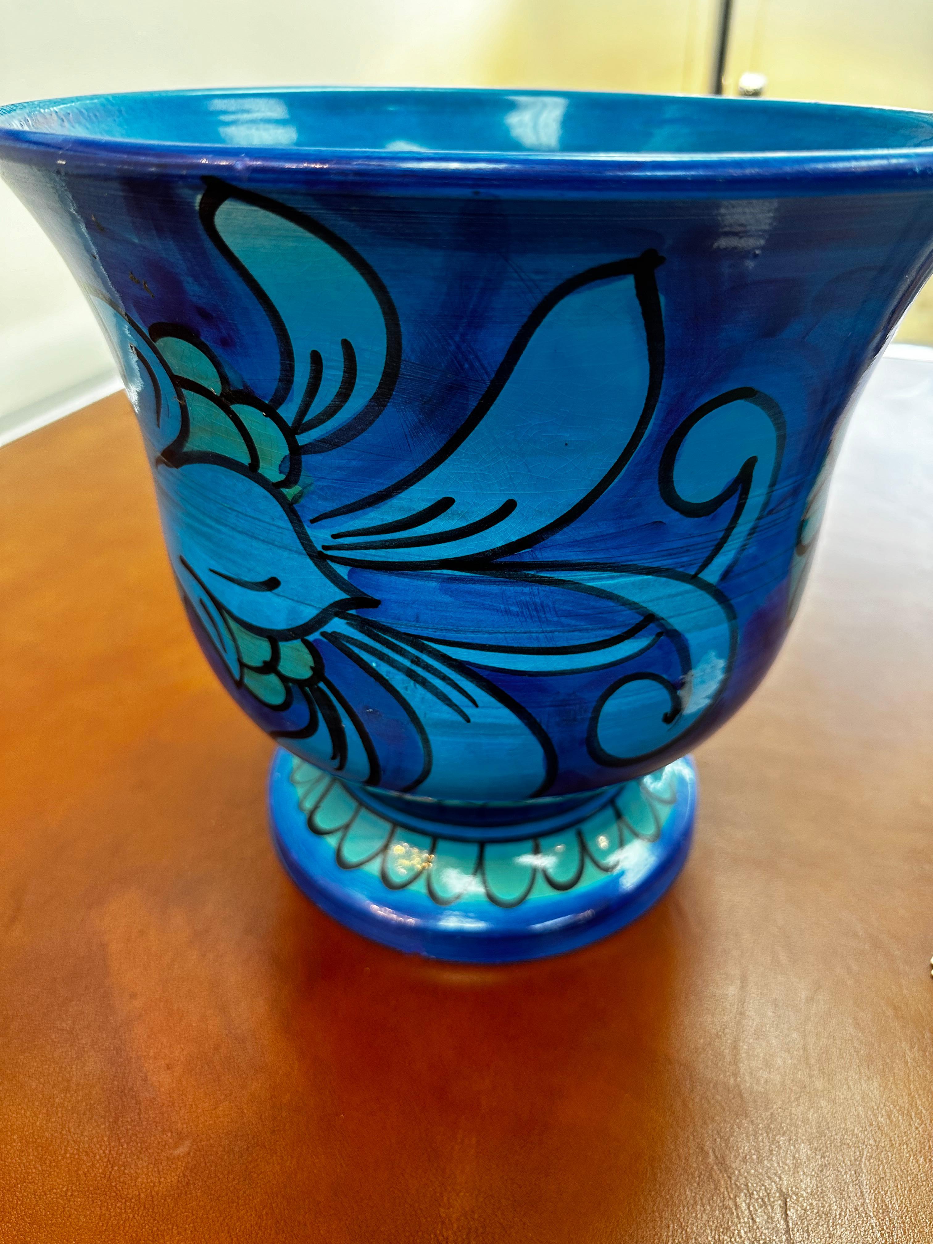 Jardinière florale bleue Mario Bellini pour Bitossi / Raymor Rimini en vente 4