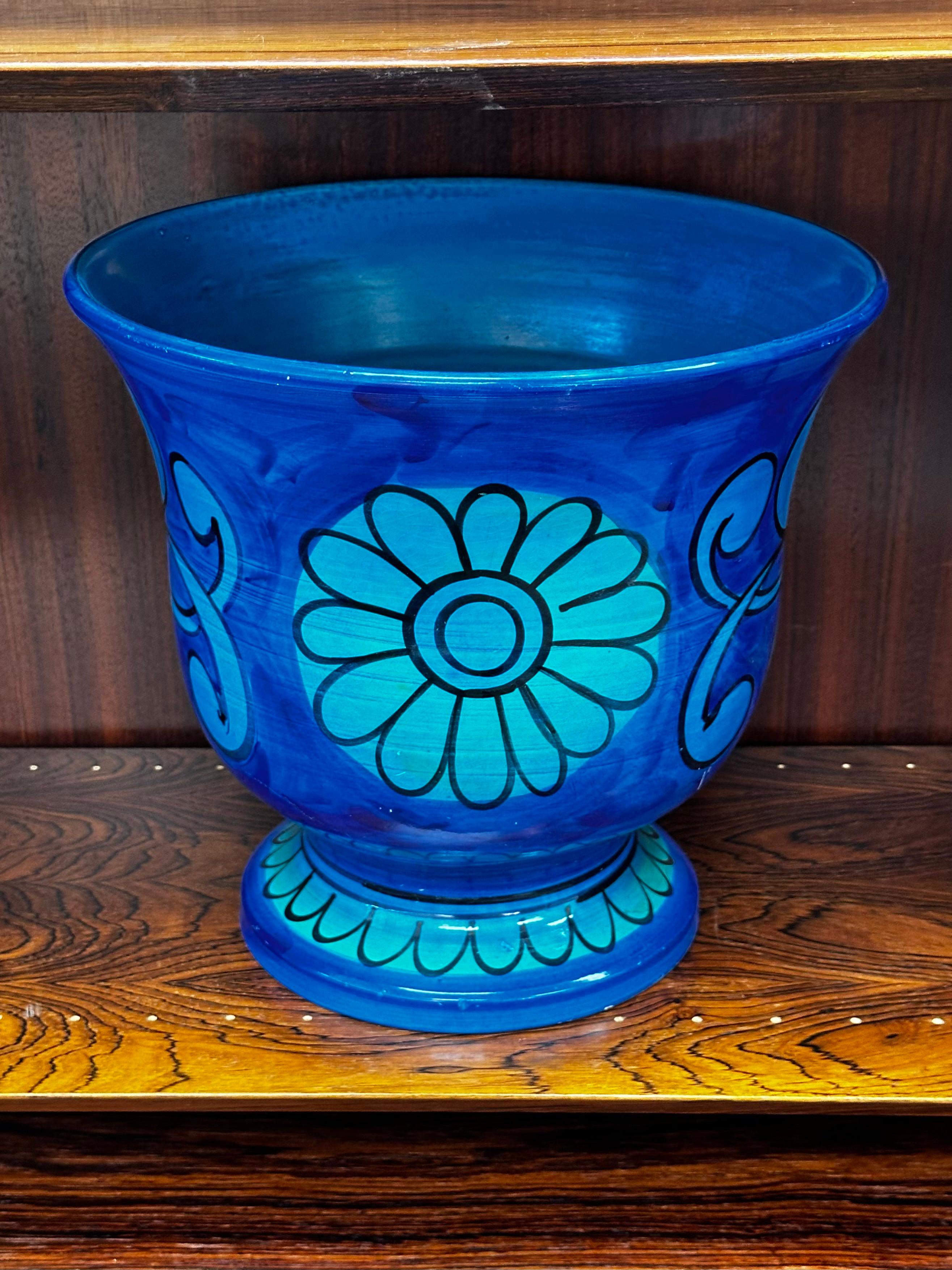 Mid-Century Modern Jardinière florale bleue Mario Bellini pour Bitossi / Raymor Rimini en vente