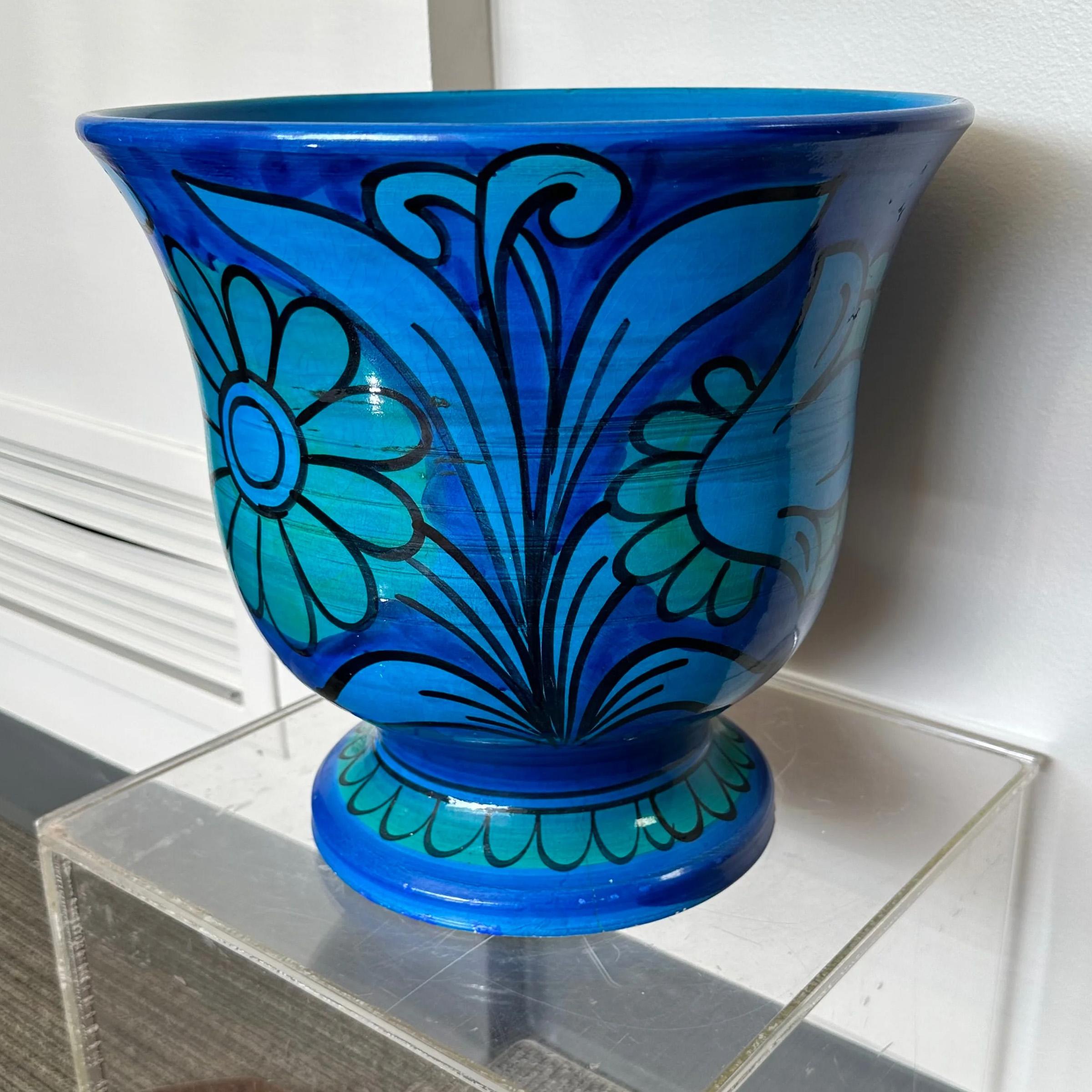 Jardinière florale bleue Mario Bellini pour Bitossi / Raymor Rimini État moyen - En vente à Skokie, IL