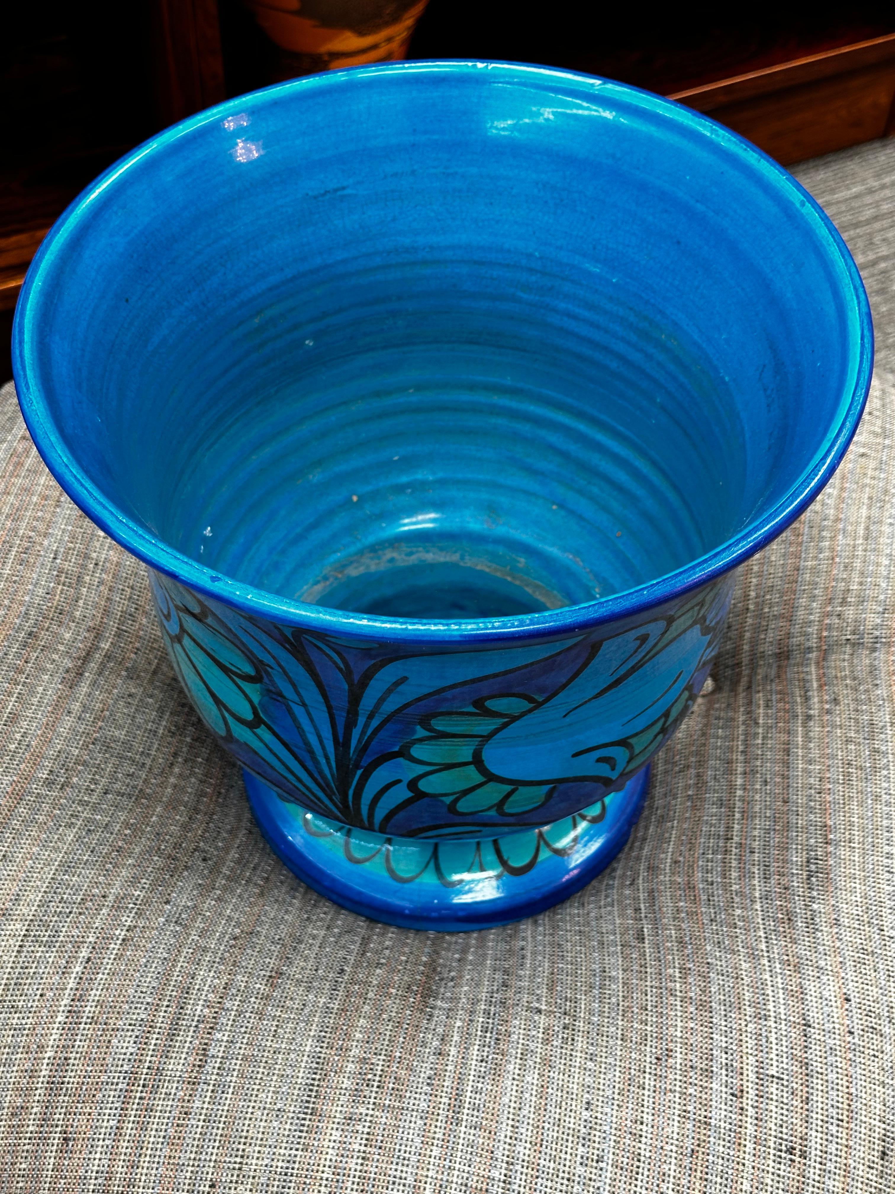 20ième siècle Jardinière florale bleue Mario Bellini pour Bitossi / Raymor Rimini en vente