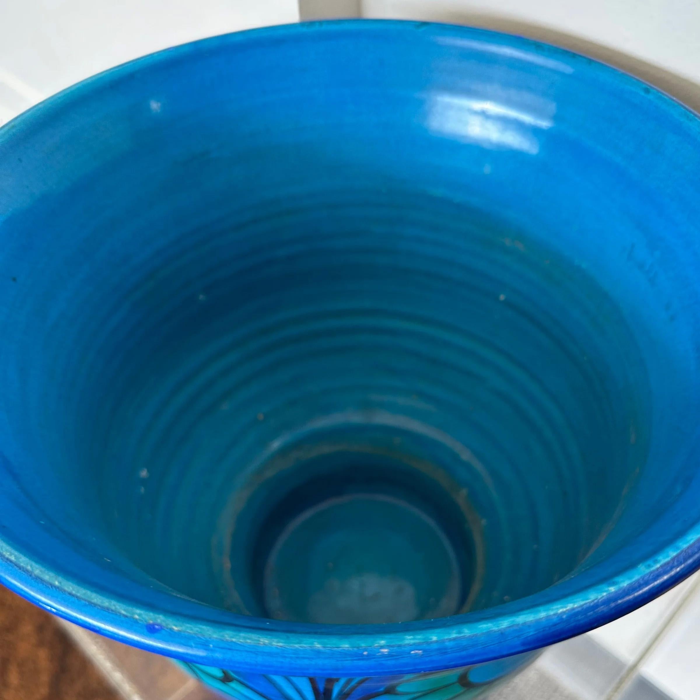 Céramique Jardinière florale bleue Mario Bellini pour Bitossi / Raymor Rimini en vente