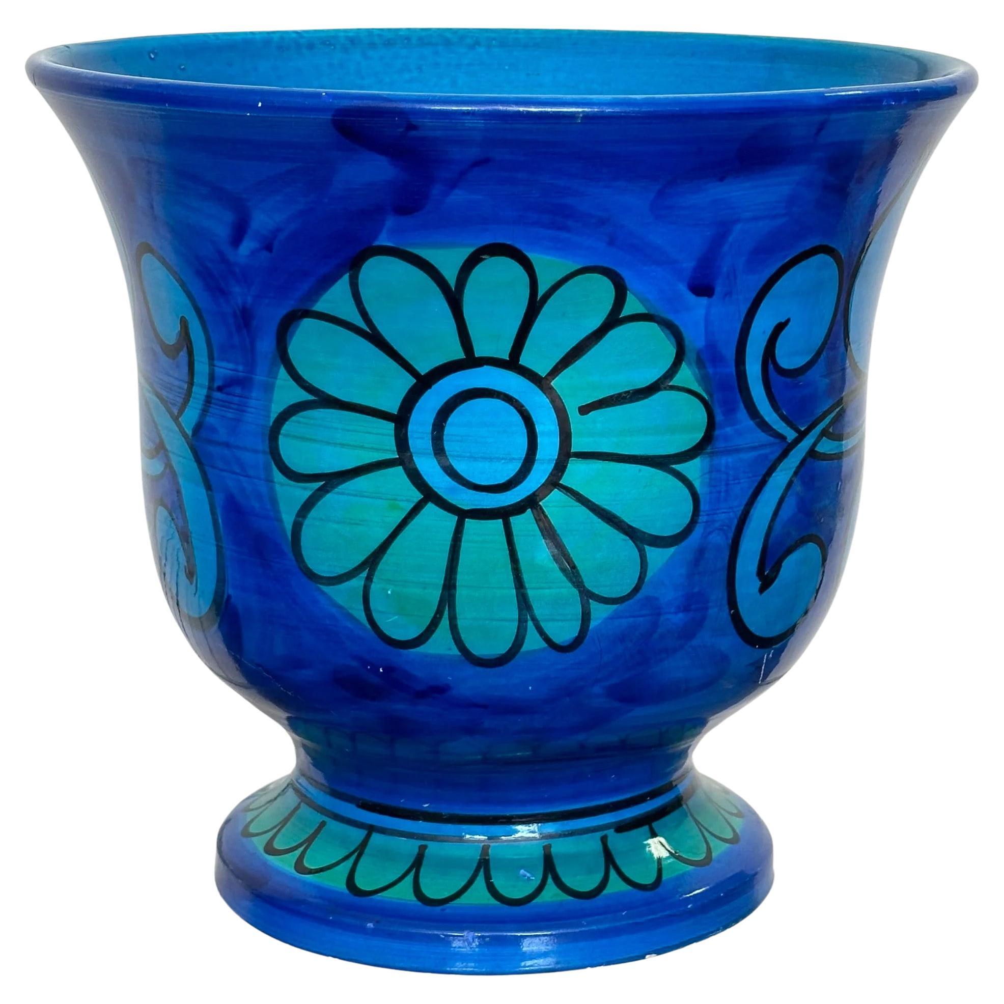 Mario Bellini per Bitossi / Raymor Rimini Blue Floral Jardiniere