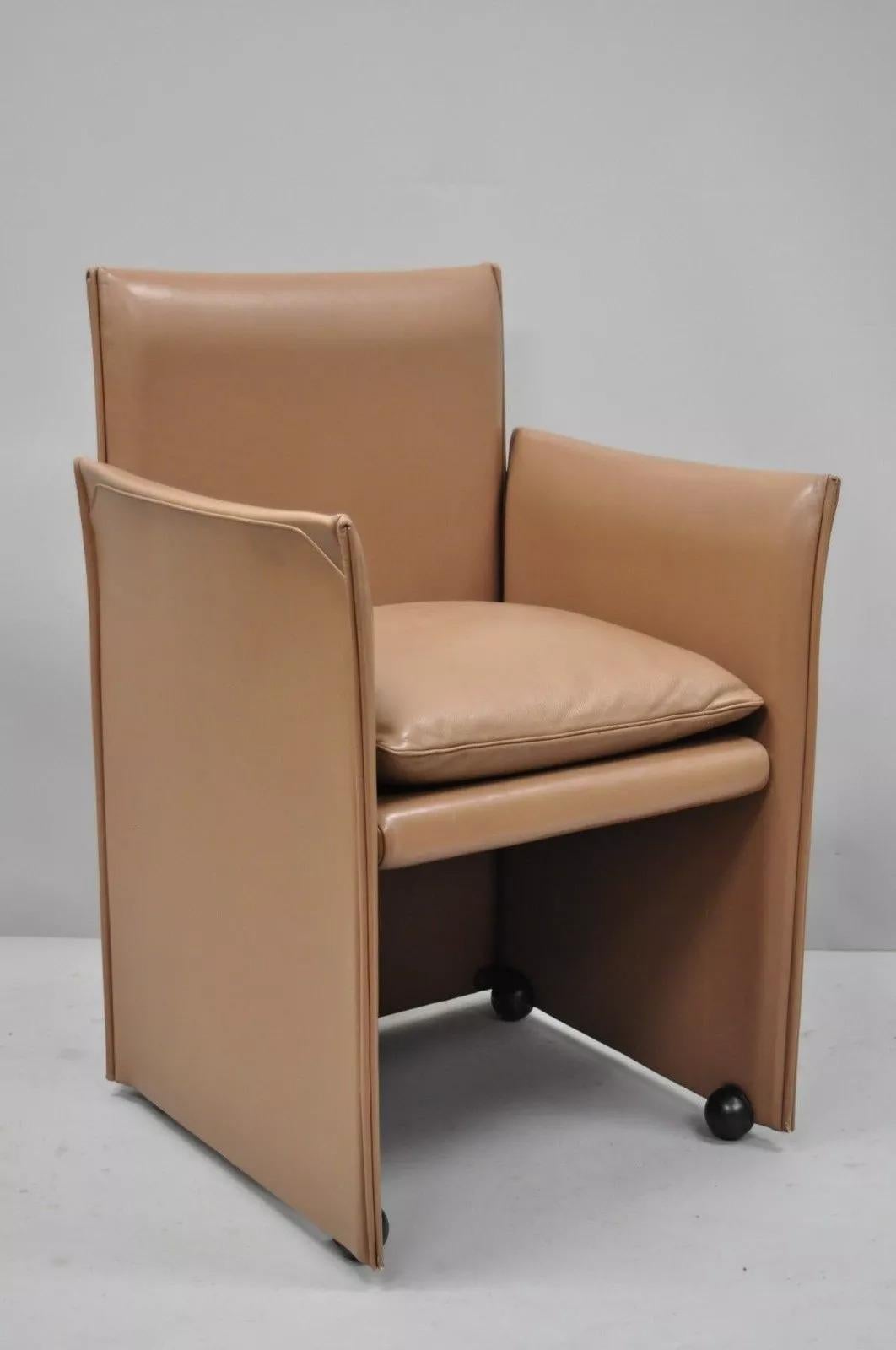 Mario Bellini for Cassina 401 Break Armchair Copper Leather Dining Chair - Pair For Sale 6