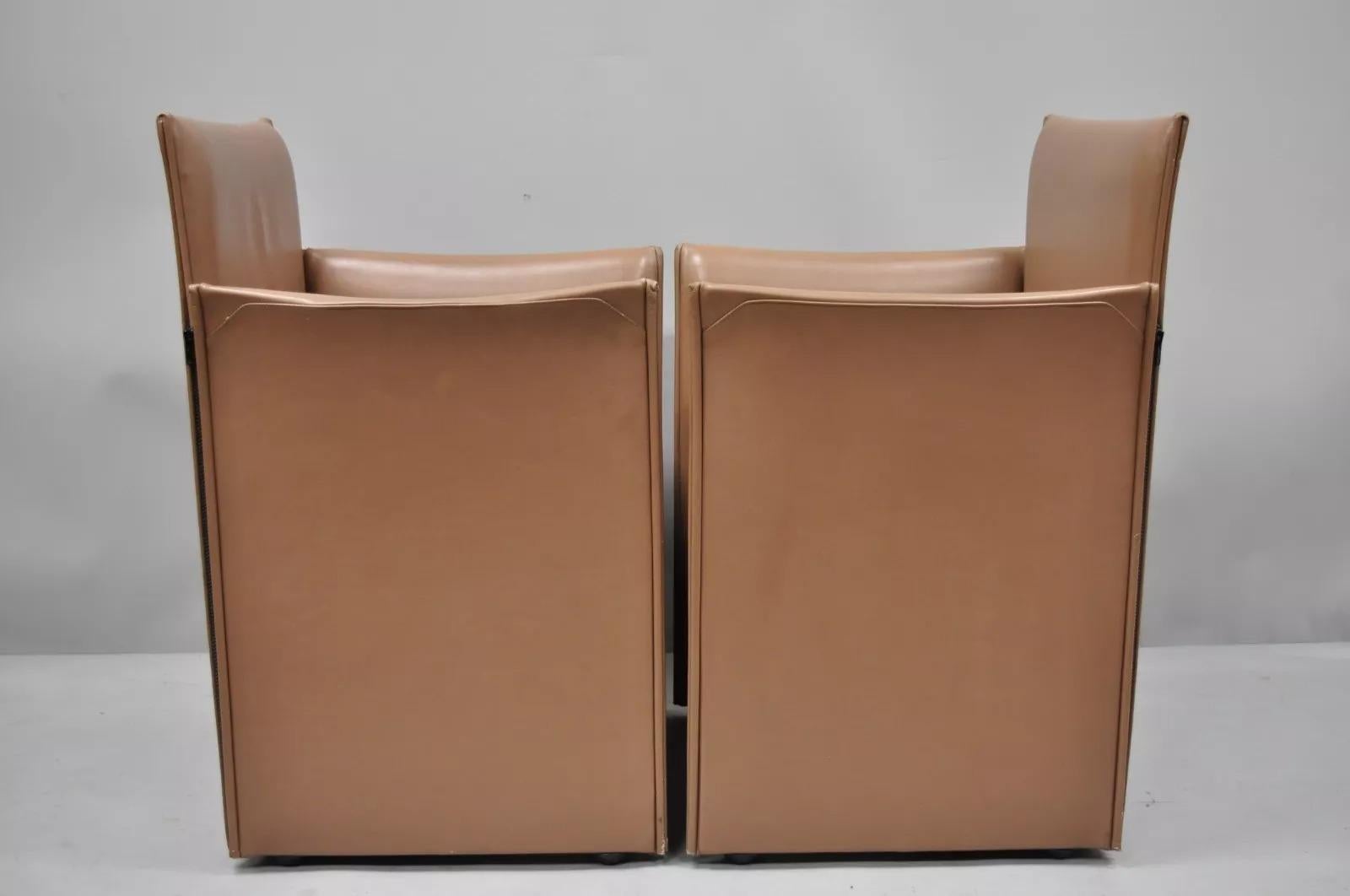 Mario Bellini for Cassina 401 Break Armchair Copper Leather Dining Chair - Set 6 For Sale 4