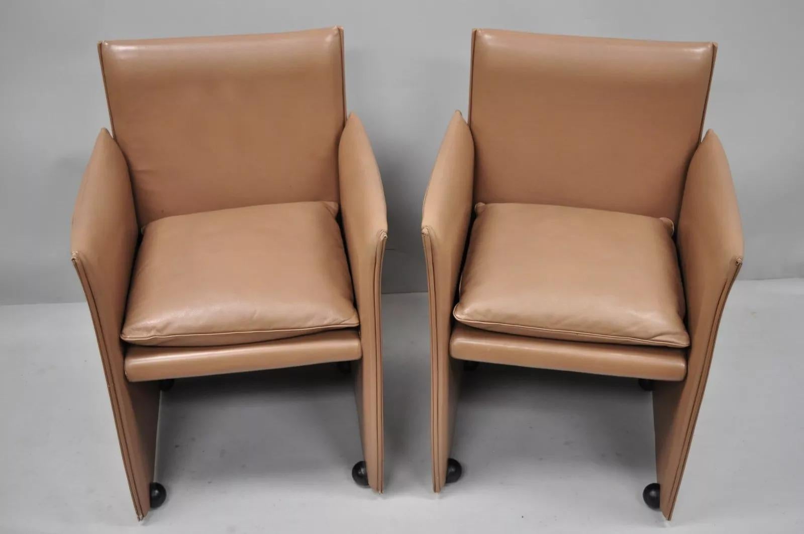 Mario Bellini for Cassina 401 Break Armchair Copper Leather Dining Chair - Set 6 For Sale 5