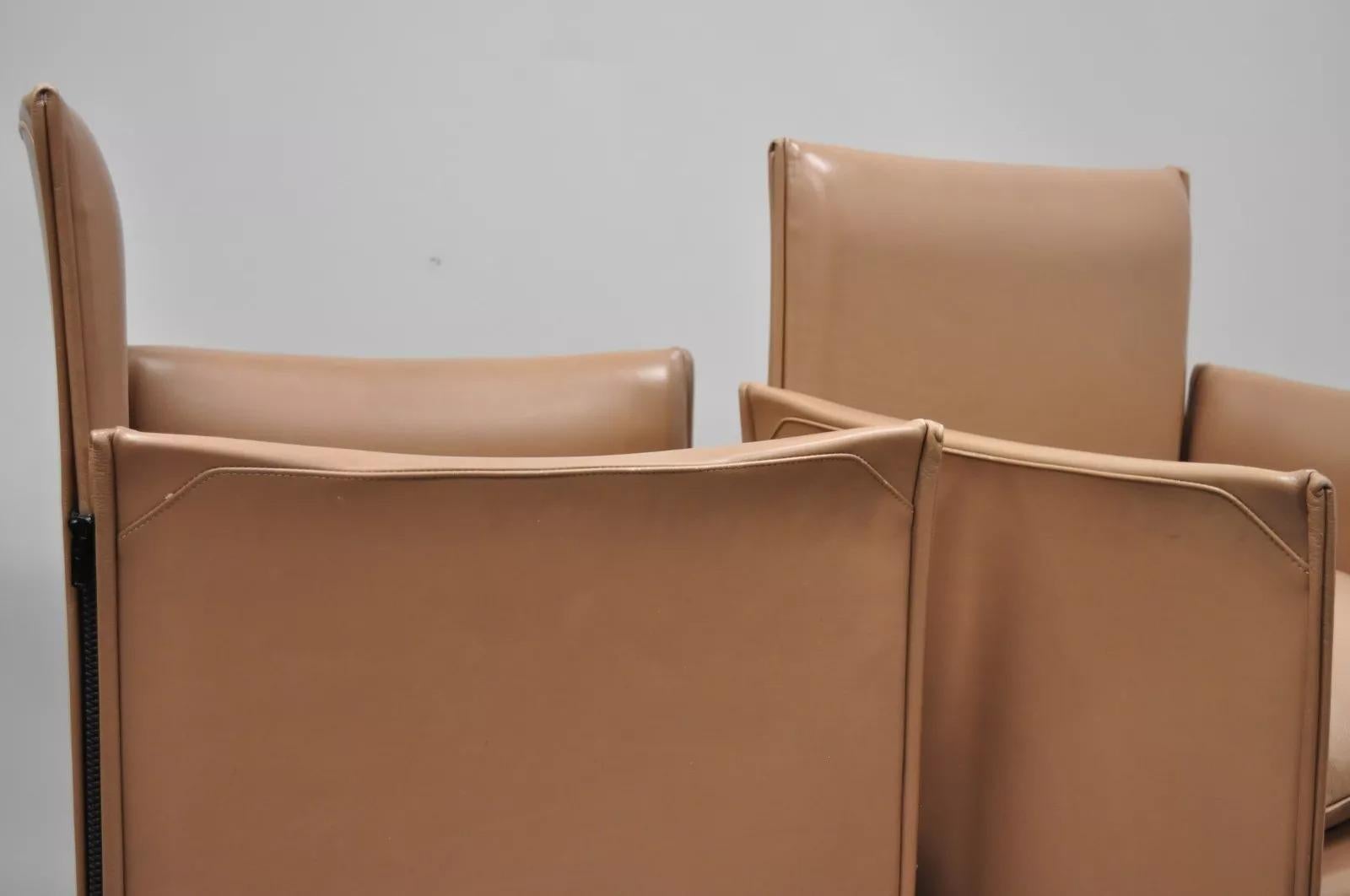 Mario Bellini for Cassina 401 Break Armchair Copper Leather Dining Chair - Set 6 In Good Condition For Sale In Philadelphia, PA