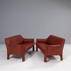 Mario Bellini for Cassina 415 Cab Leather Sofas, Set of 2