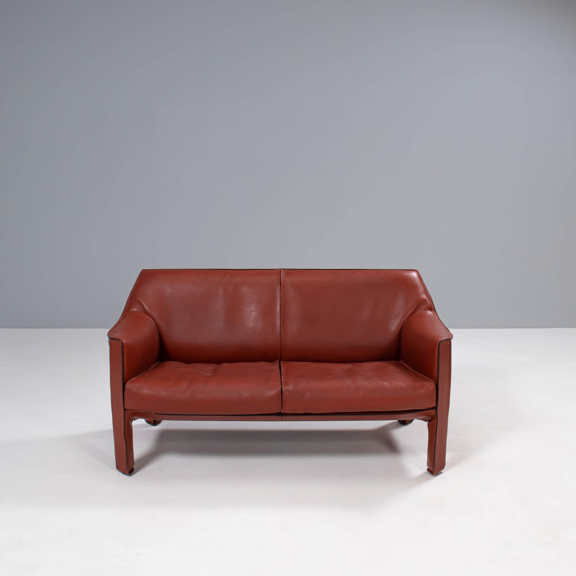 Mario Bellini for Cassina 415 Cab Leather Sofas, Set of 2 In Good Condition In Basildon, London