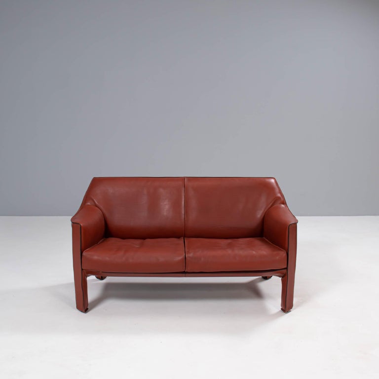 Mario Bellini for Cassina 415 Cab Leather Sofas, Set of 2 In Good Condition For Sale In London, GB