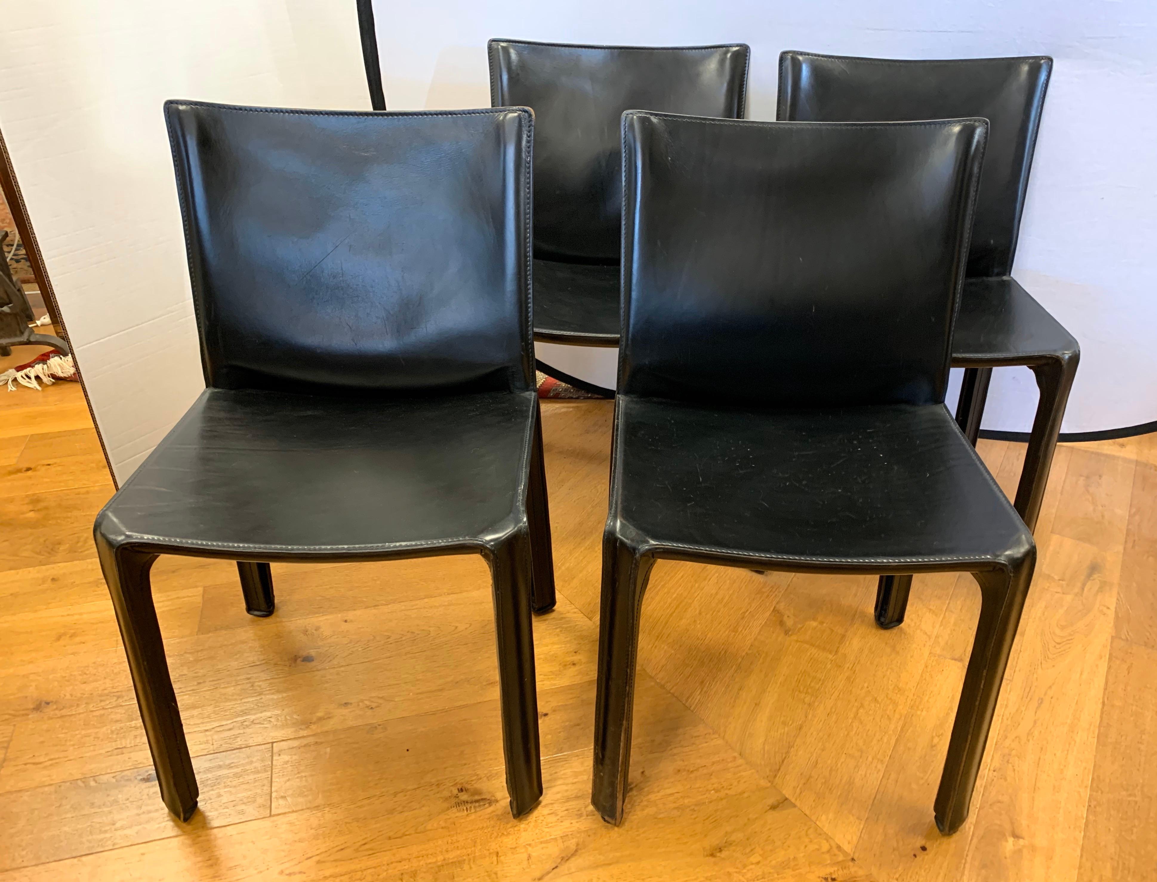 Mario Bellini for Cassina Black Leather Side Chair In Good Condition In West Hartford, CT