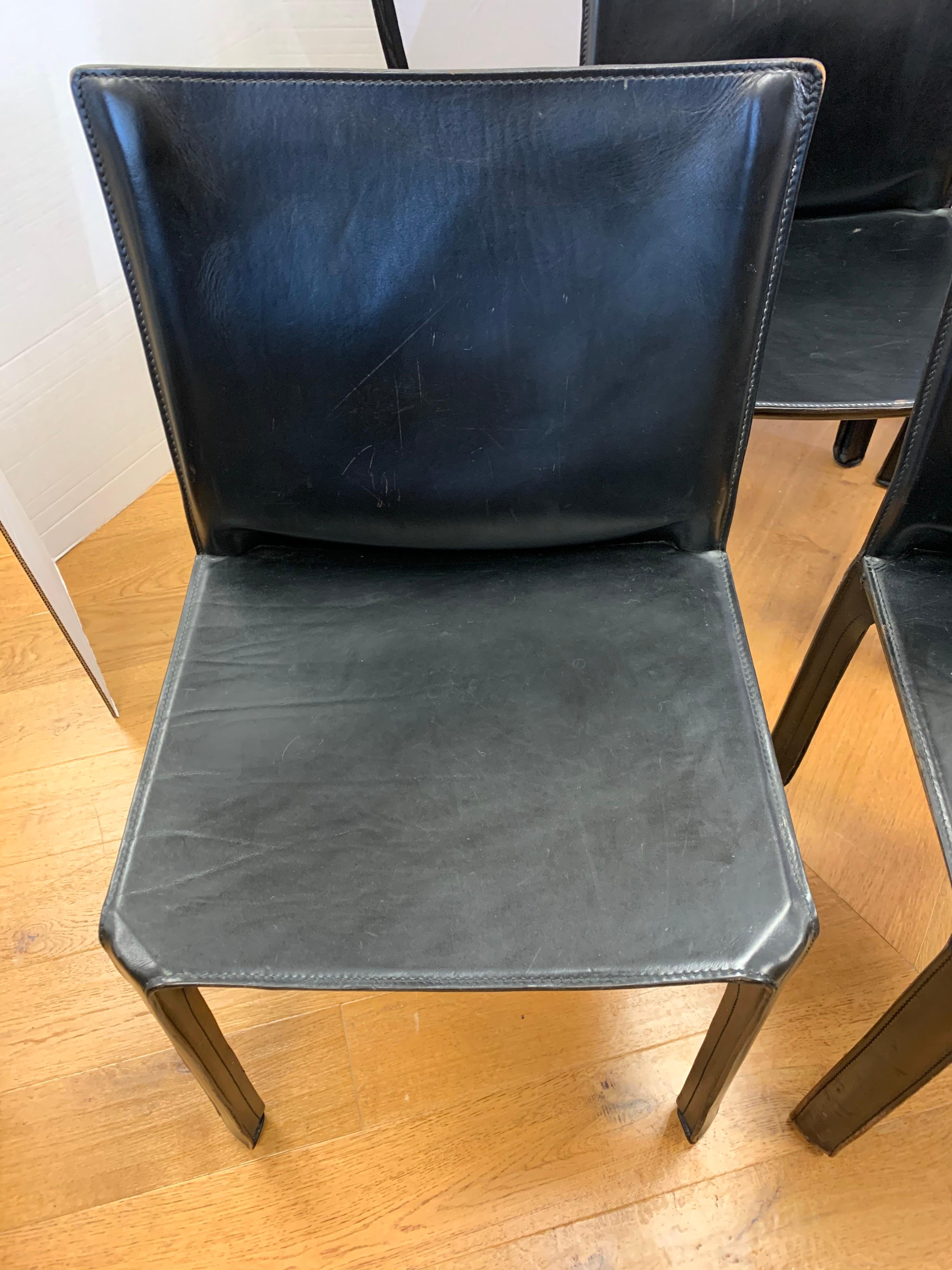 Late 20th Century Mario Bellini for Cassina Black Leather Side Chair