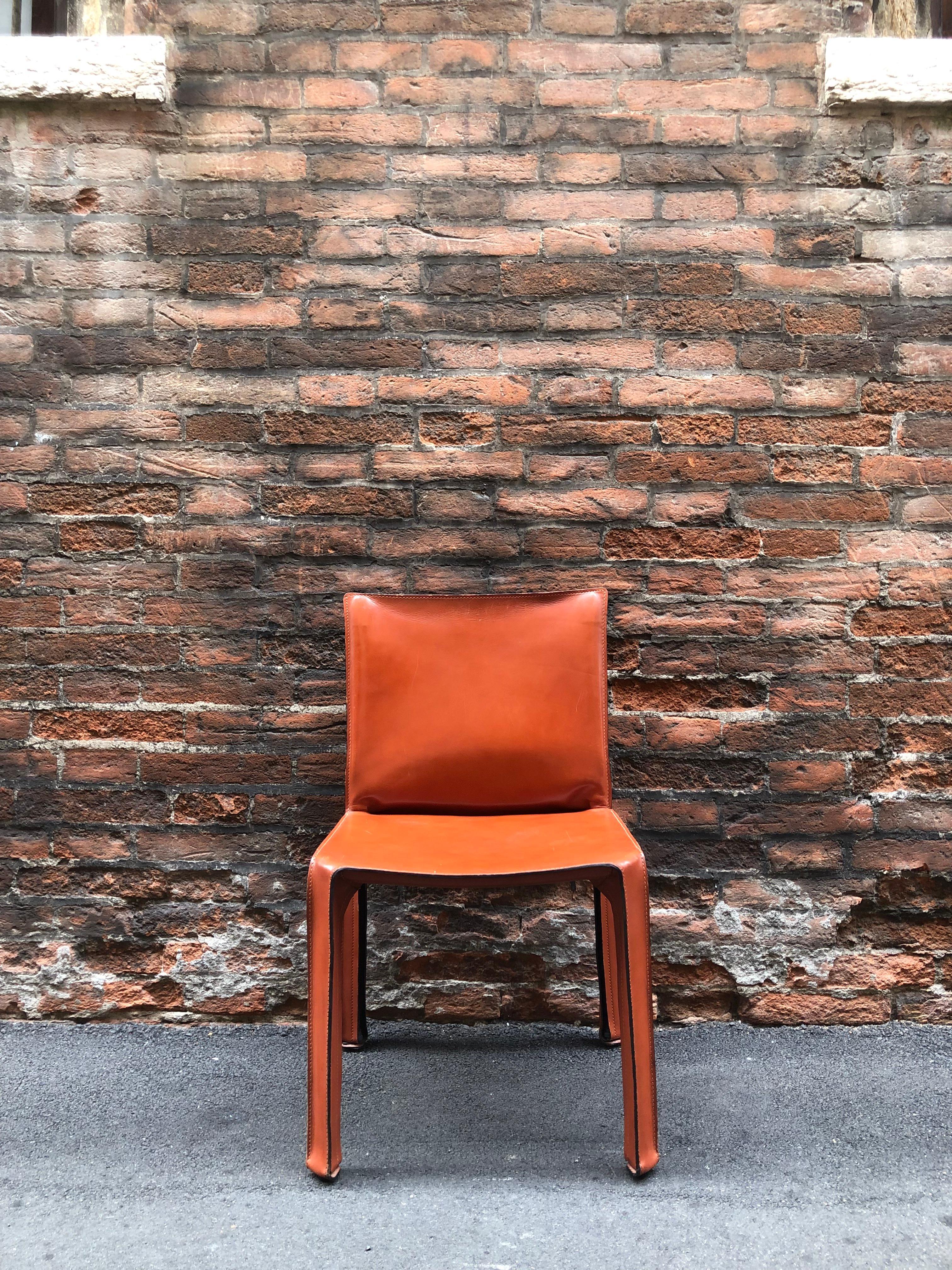 Mario Bellini for Cassina Cab 412 Leather Chairs, Set of 8 2