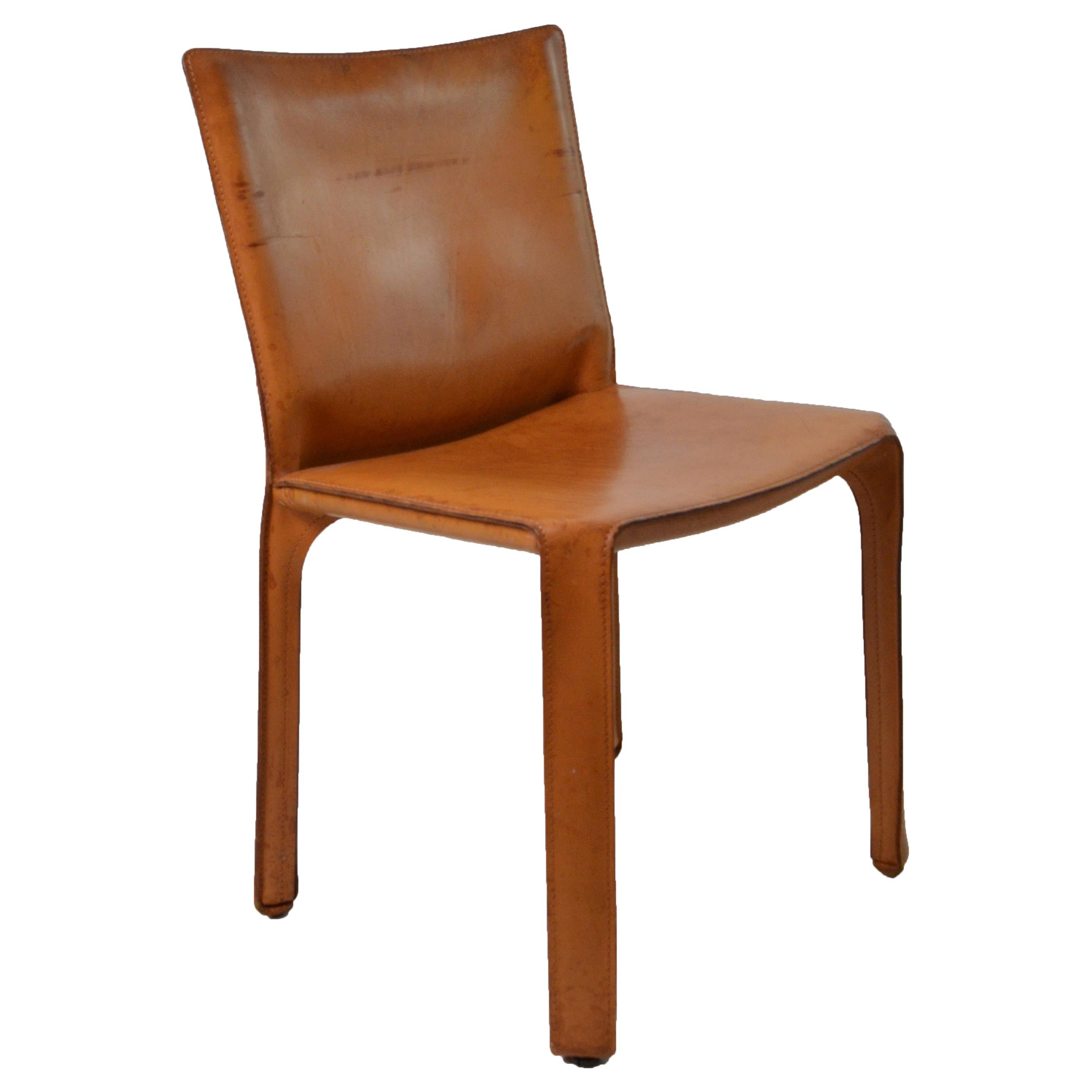 Mario Bellini for Cassina Cab 412 Leather Chairs, Set of 8