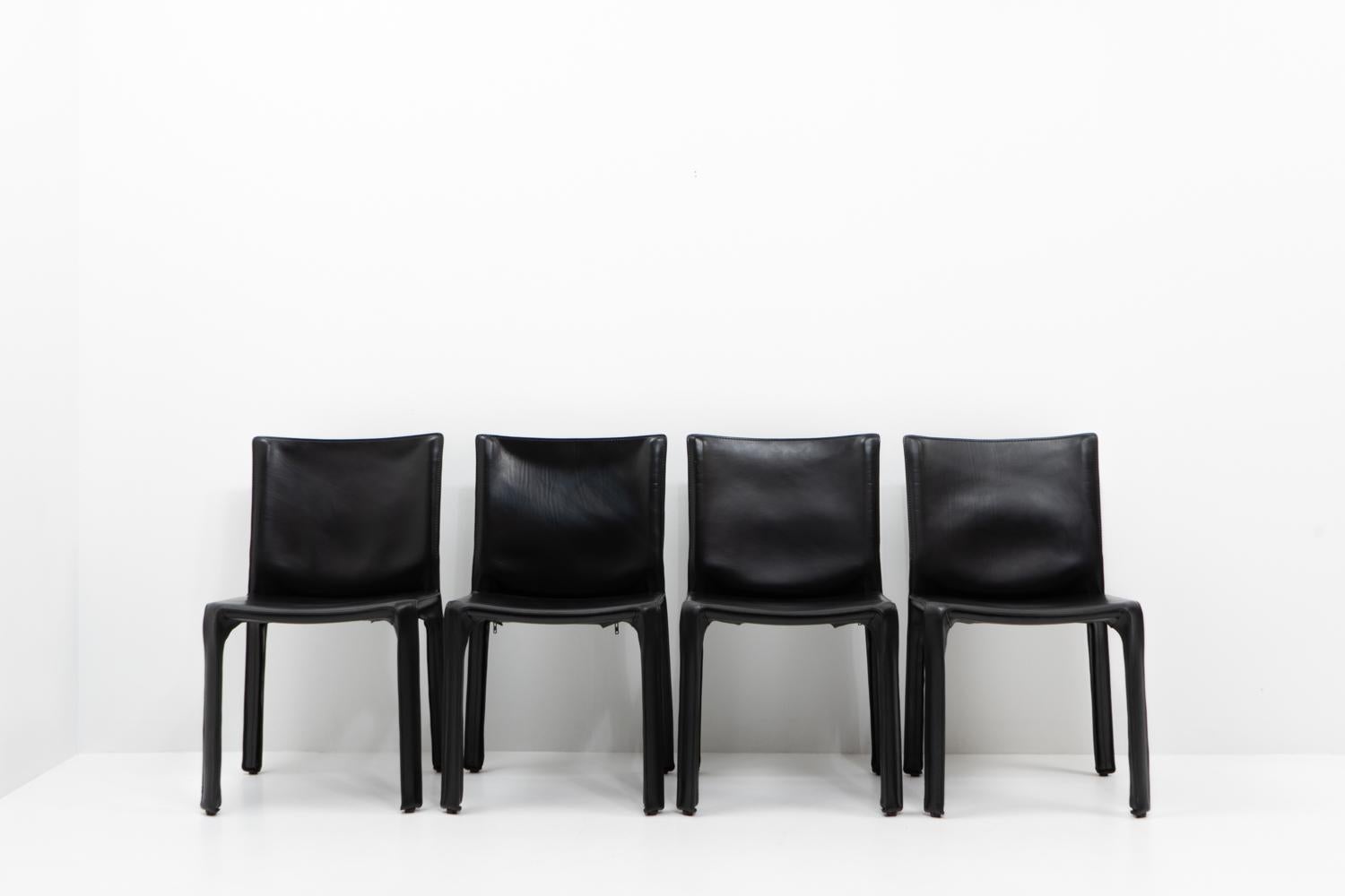 Mid-Century moderno Mario Bellini per Cassina CAB 412, Set di quattro, anni '90 in vendita