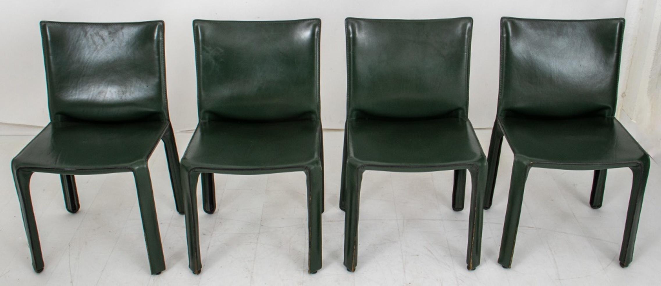 Mario Bellini (Italian, b. 1939)  for Cassina Cab 412  Side Chairs, 4, in deep green leather.

Dimensions: 31