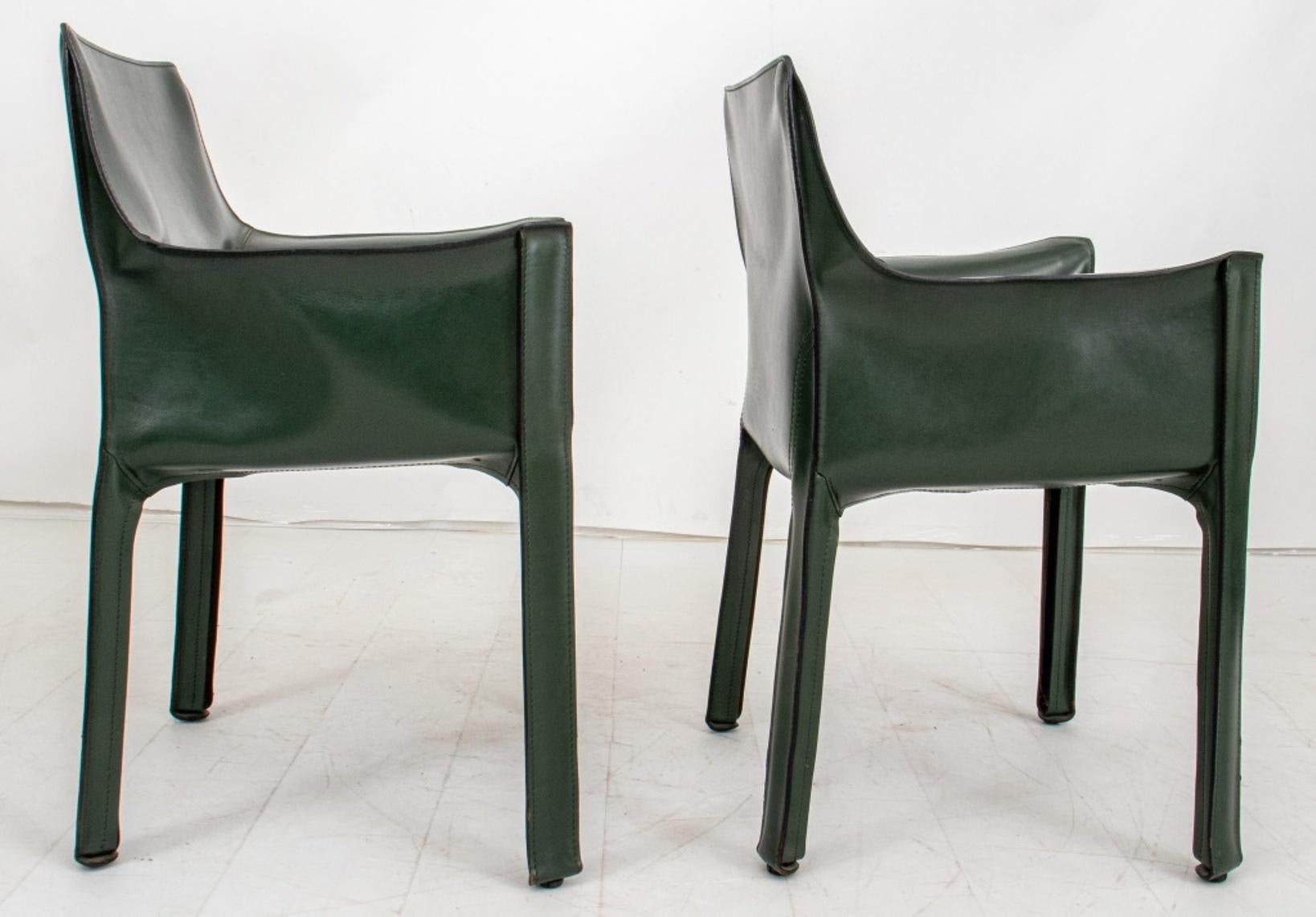 Leather Mario Bellini for Cassina Cab 413 Arm Chairs, Pair