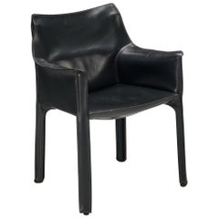 Mario Bellini for Cassina 'CAB 413' Dining Chair in Dark Grey Leather
