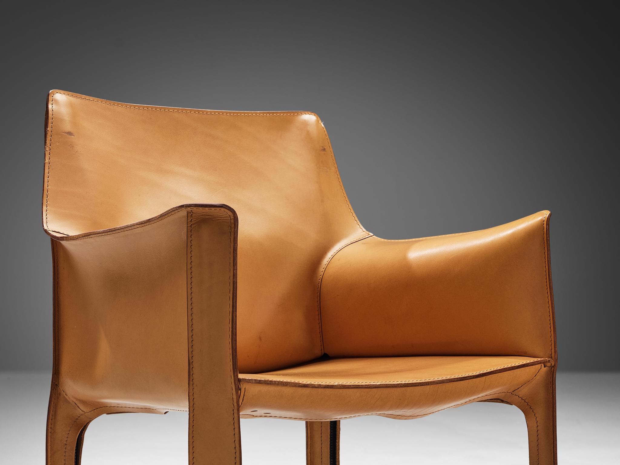 Post-Modern Mario Bellini for Cassina 'CAB 413' Dining Chair in Leather  For Sale