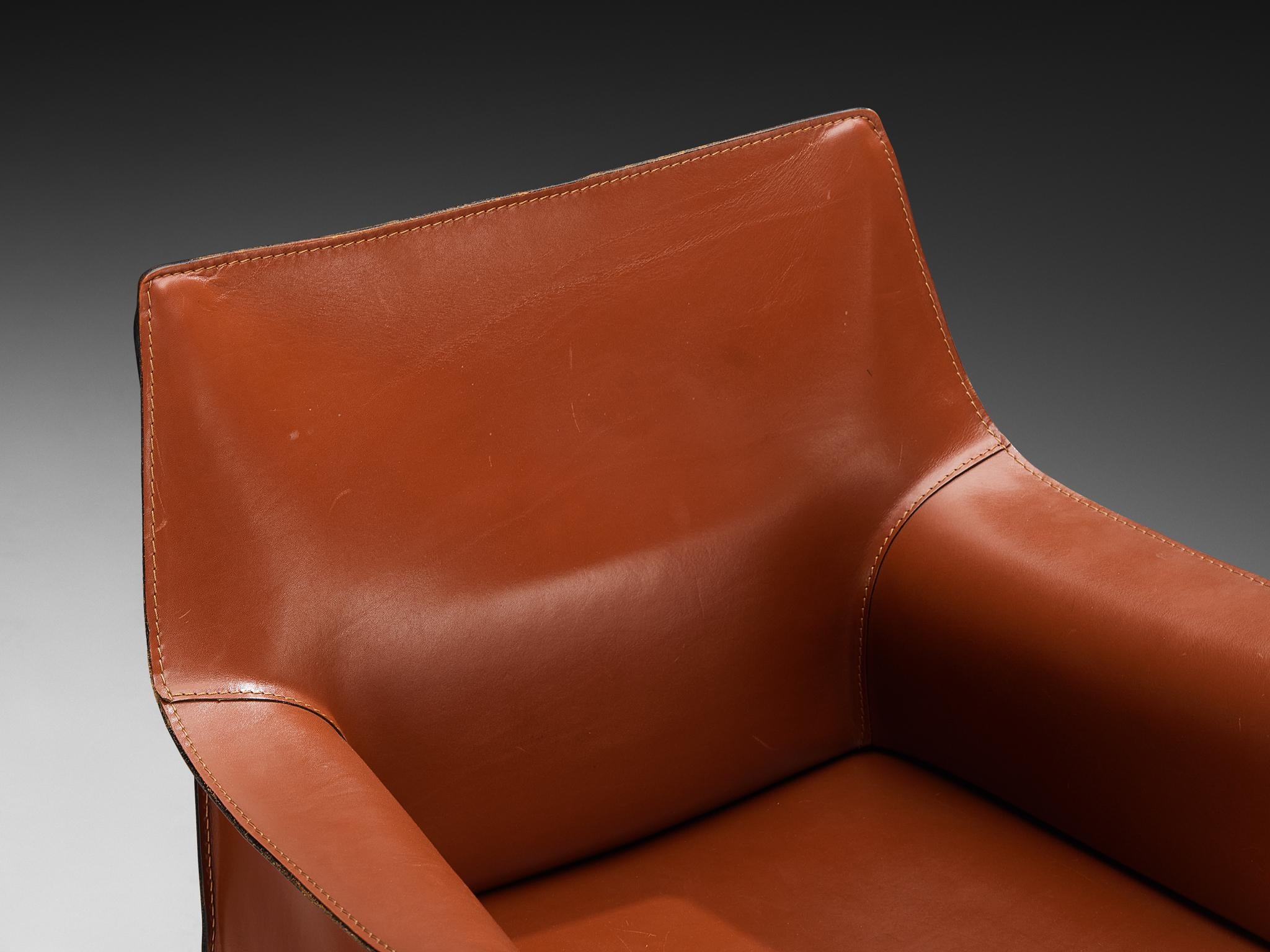 Mario Bellini für Cassina 'CAB 413' Esszimmerstühle aus gebranntem orangefarbenem Leder im Angebot 8
