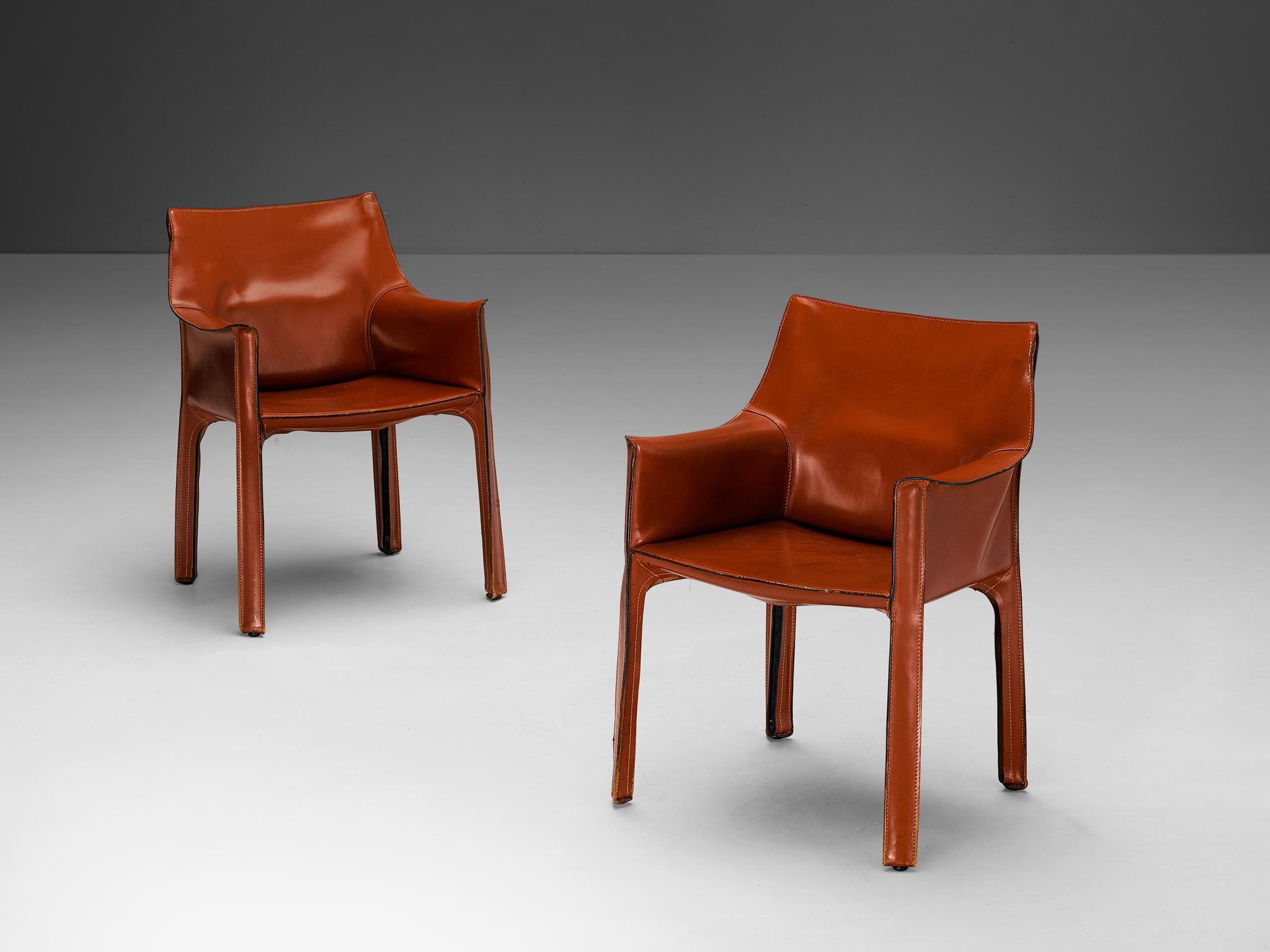 Post-Modern Mario Bellini for Cassina 'CAB 413' Dining Chairs in Leather  For Sale