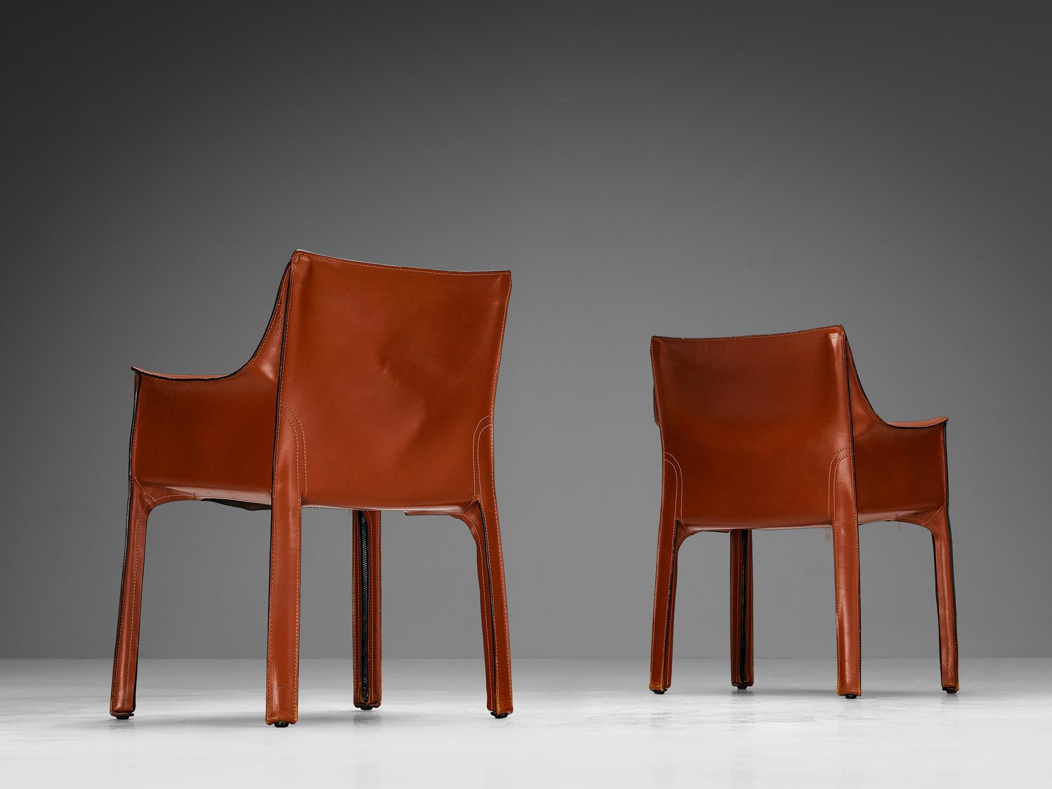 Italian Mario Bellini for Cassina 'CAB 413' Dining Chairs in Leather  For Sale