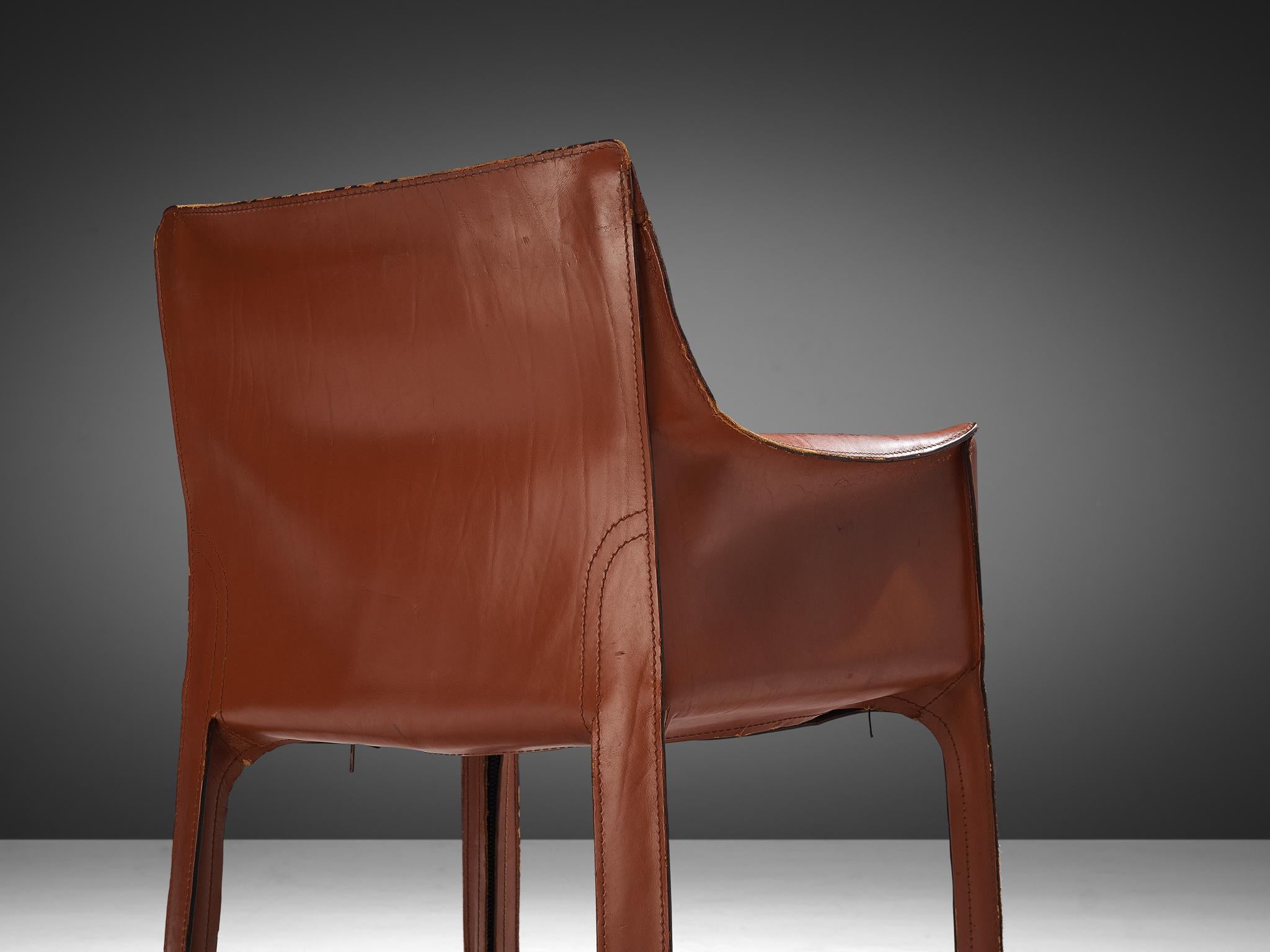 Mario Bellini for Cassina 'CAB 413' Dining Chairs in Leather In Good Condition For Sale In Waalwijk, NL
