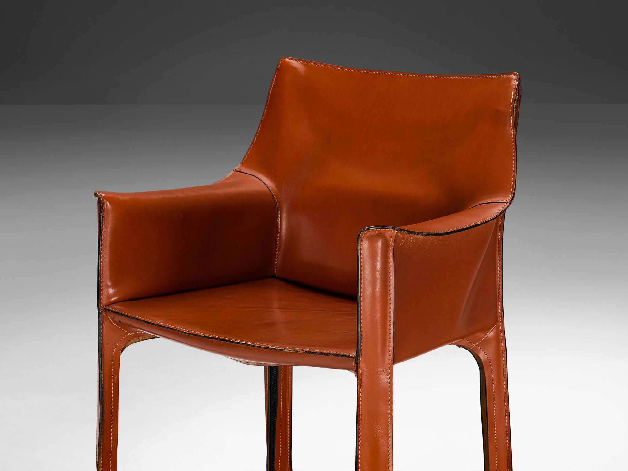 Mario Bellini for Cassina 'CAB 413' Dining Chairs in Leather  In Good Condition For Sale In Waalwijk, NL
