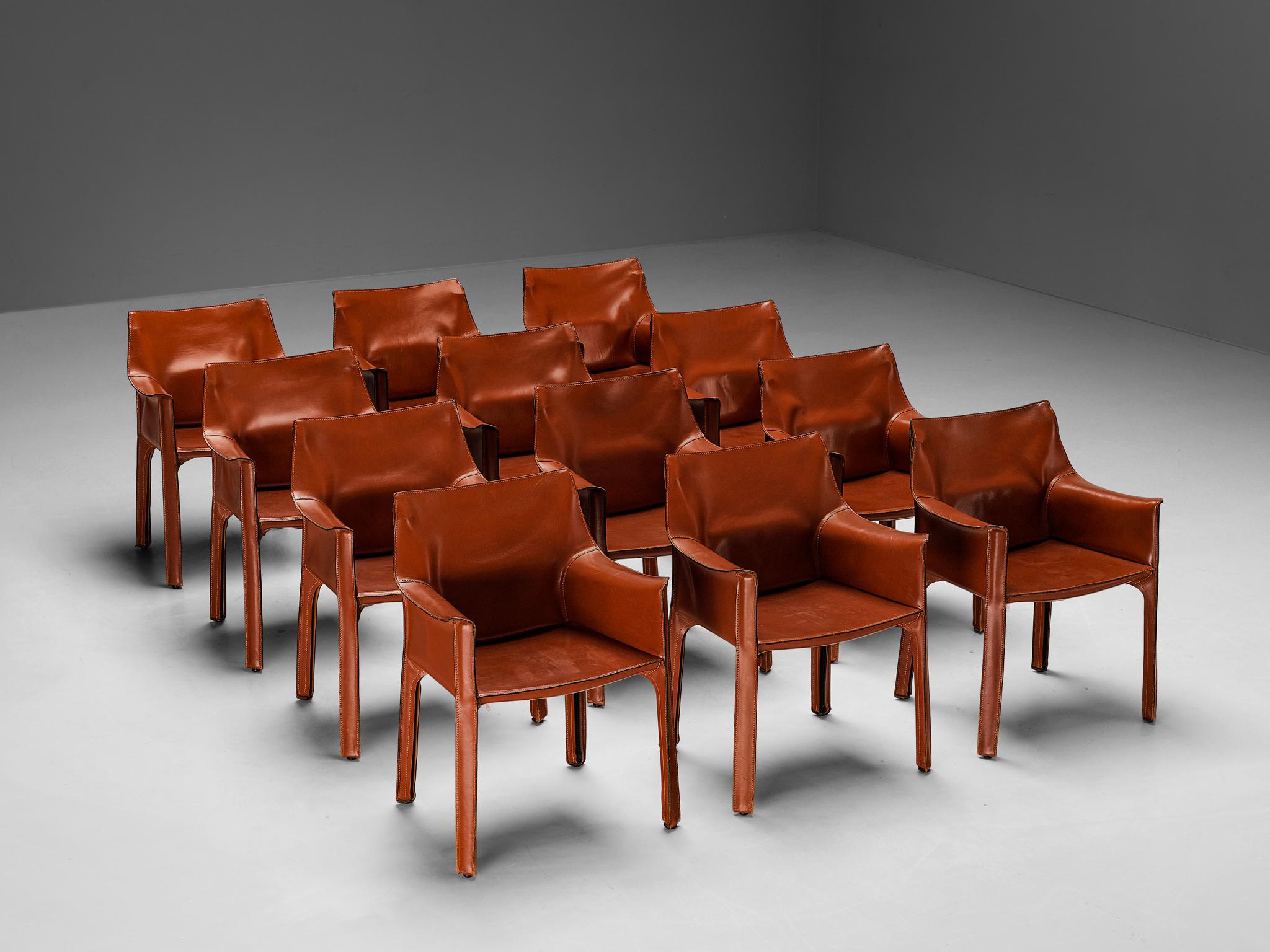Italian Mario Bellini for Cassina 'CAB 413' Dining Chairs in Leather  For Sale