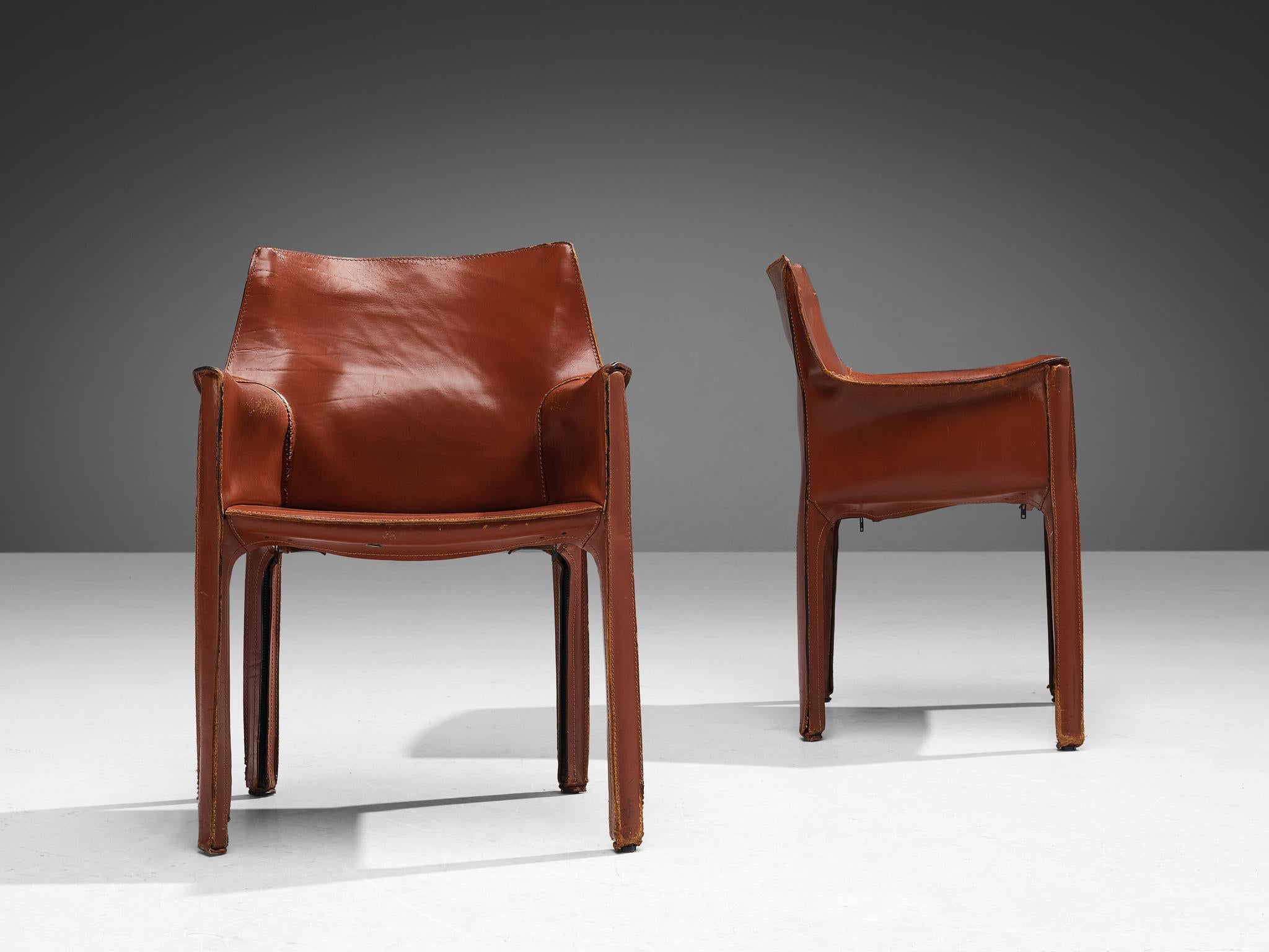Mario Bellini for Cassina 'CAB 413' Dining Chairs in Leather For Sale 1