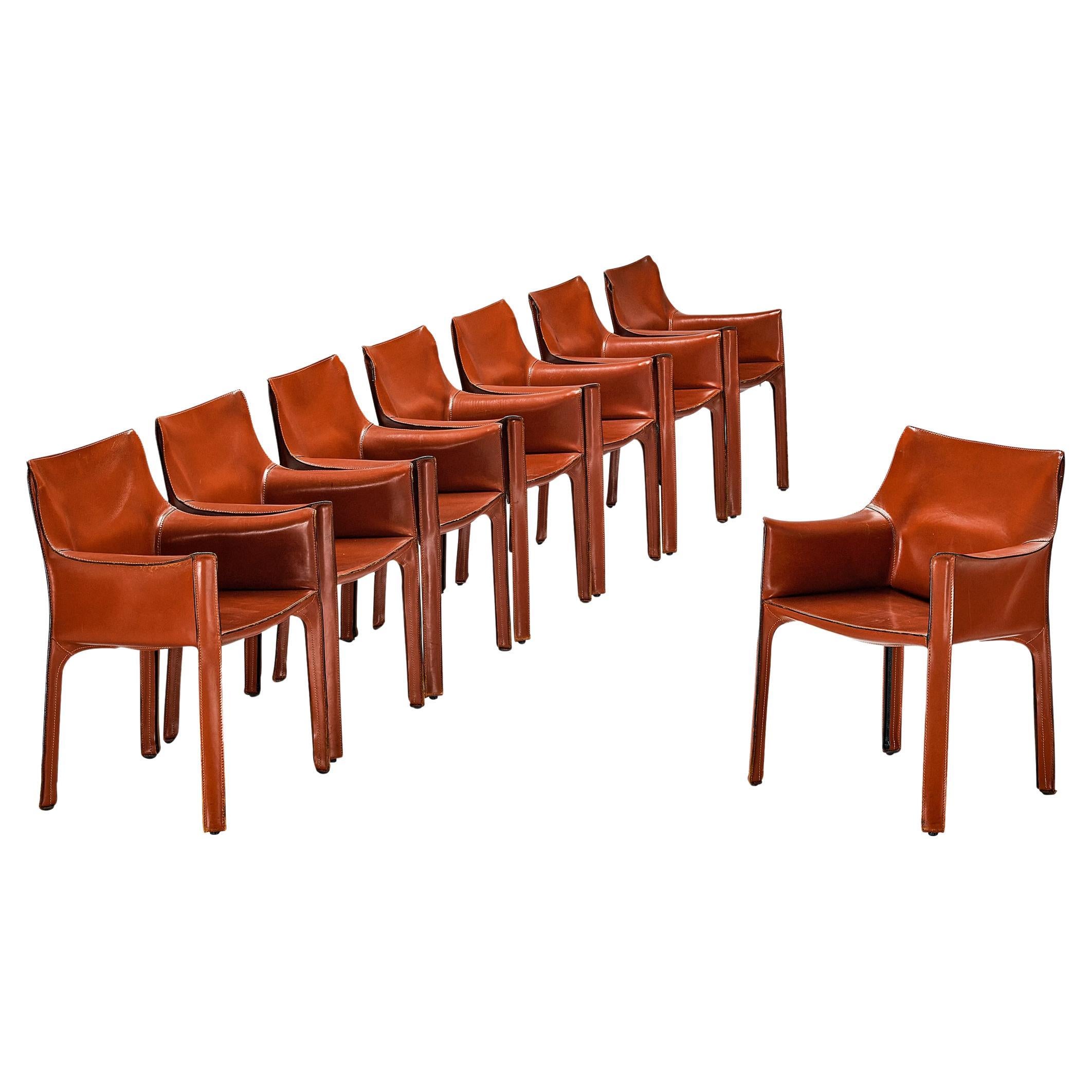 Mario Bellini for Cassina 'CAB 413' Dining Chairs in Leather  For Sale