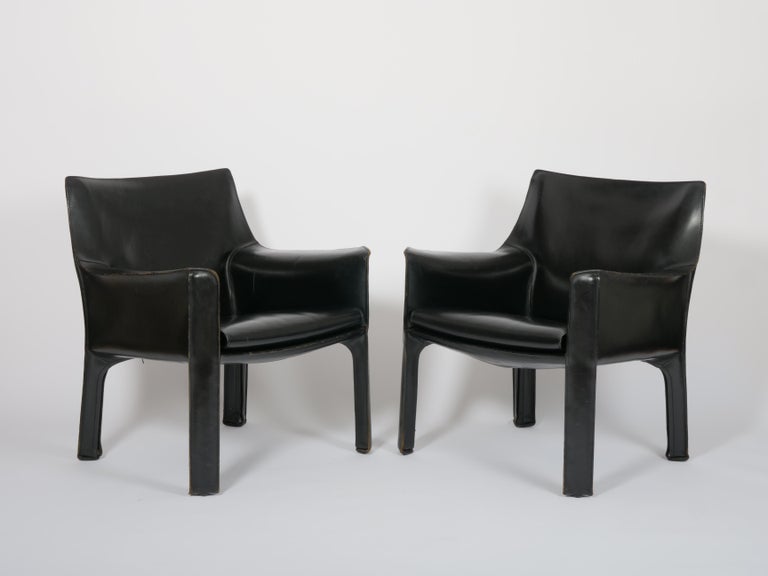 Mario Bellini for Cassina 'CAB 414' Chairs in black stitched