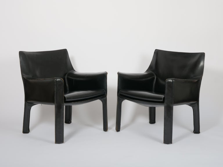 Mario Bellini for Cassina 'CAB 414' Chairs in black stitched