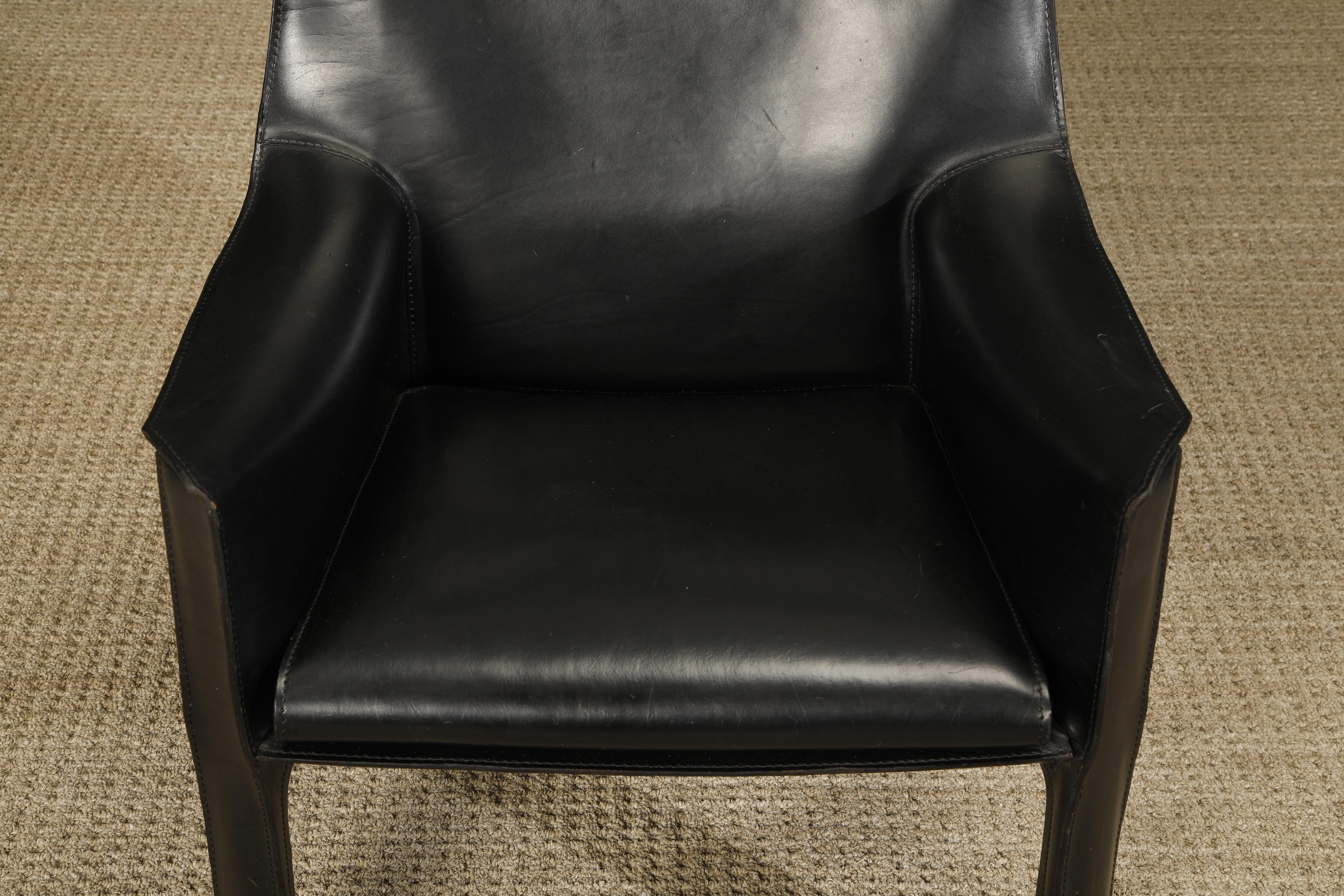 Mario Bellini for Cassina 'Cab 414' Leather Lounge Chair, Signed, circa 1980s For Sale 1