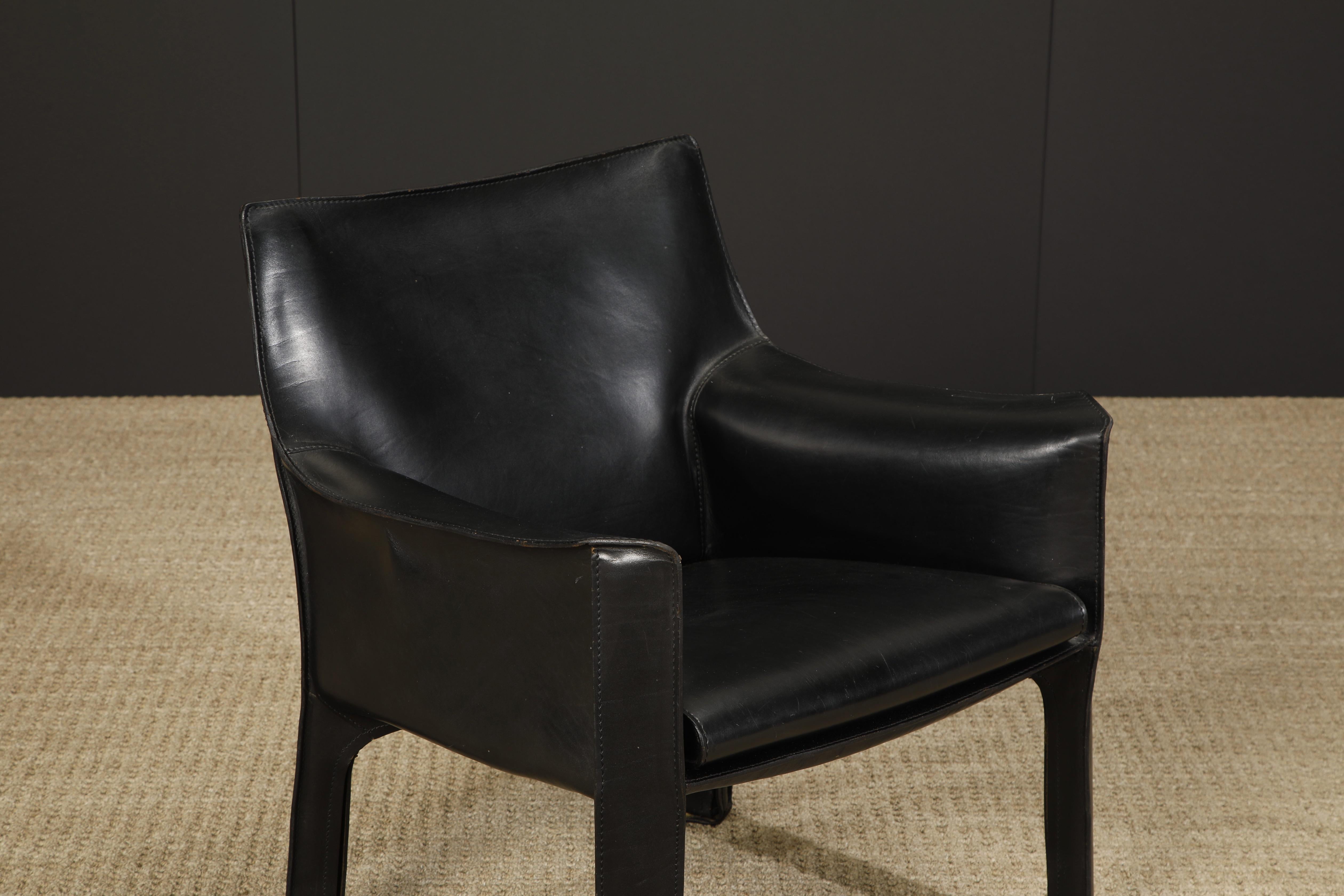 Mario Bellini for Cassina 'Cab 414' Leather Lounge Chair, Signed, circa 1980s For Sale 2