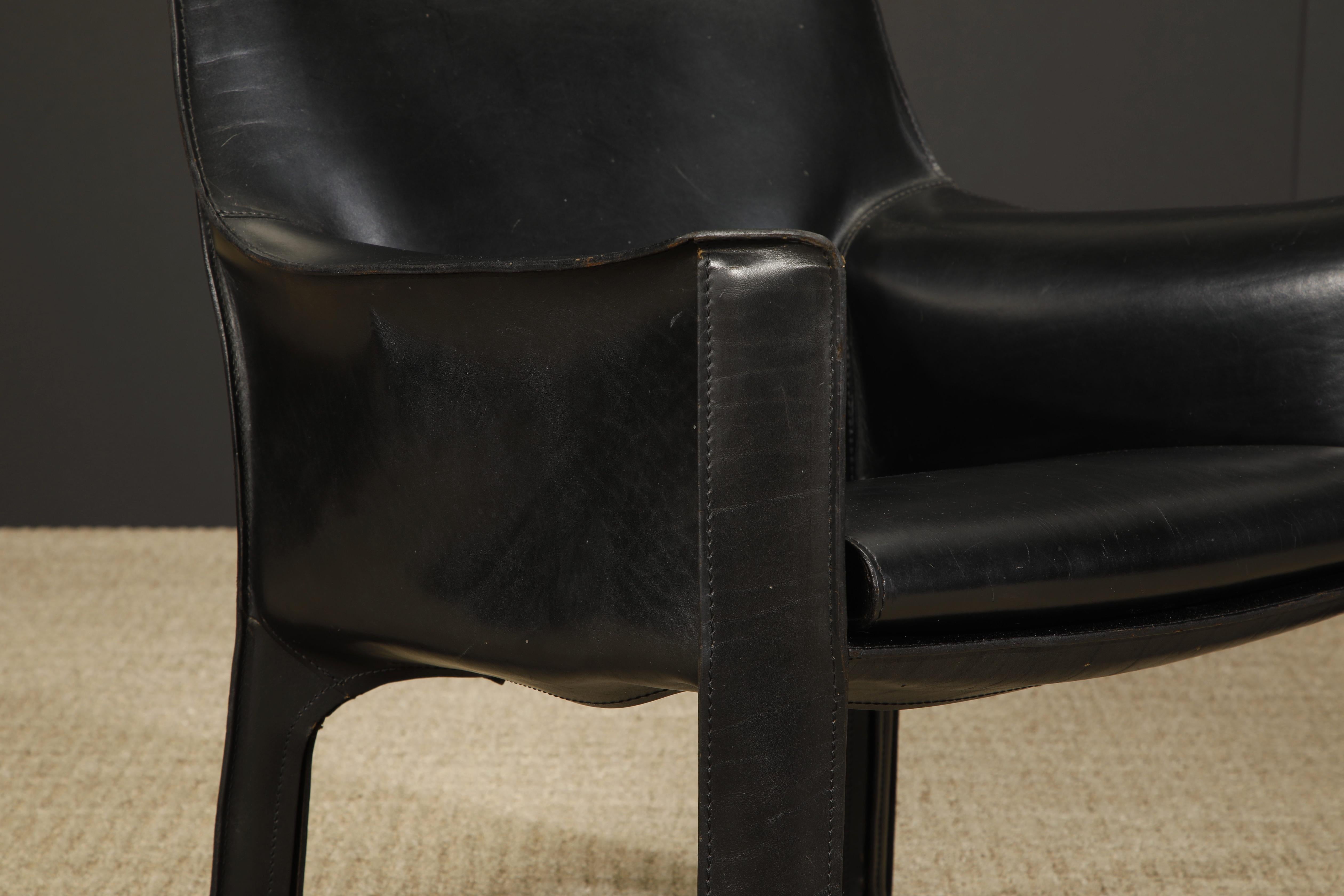 Mario Bellini for Cassina 'Cab 414' Leather Lounge Chair, Signed, circa 1980s For Sale 4