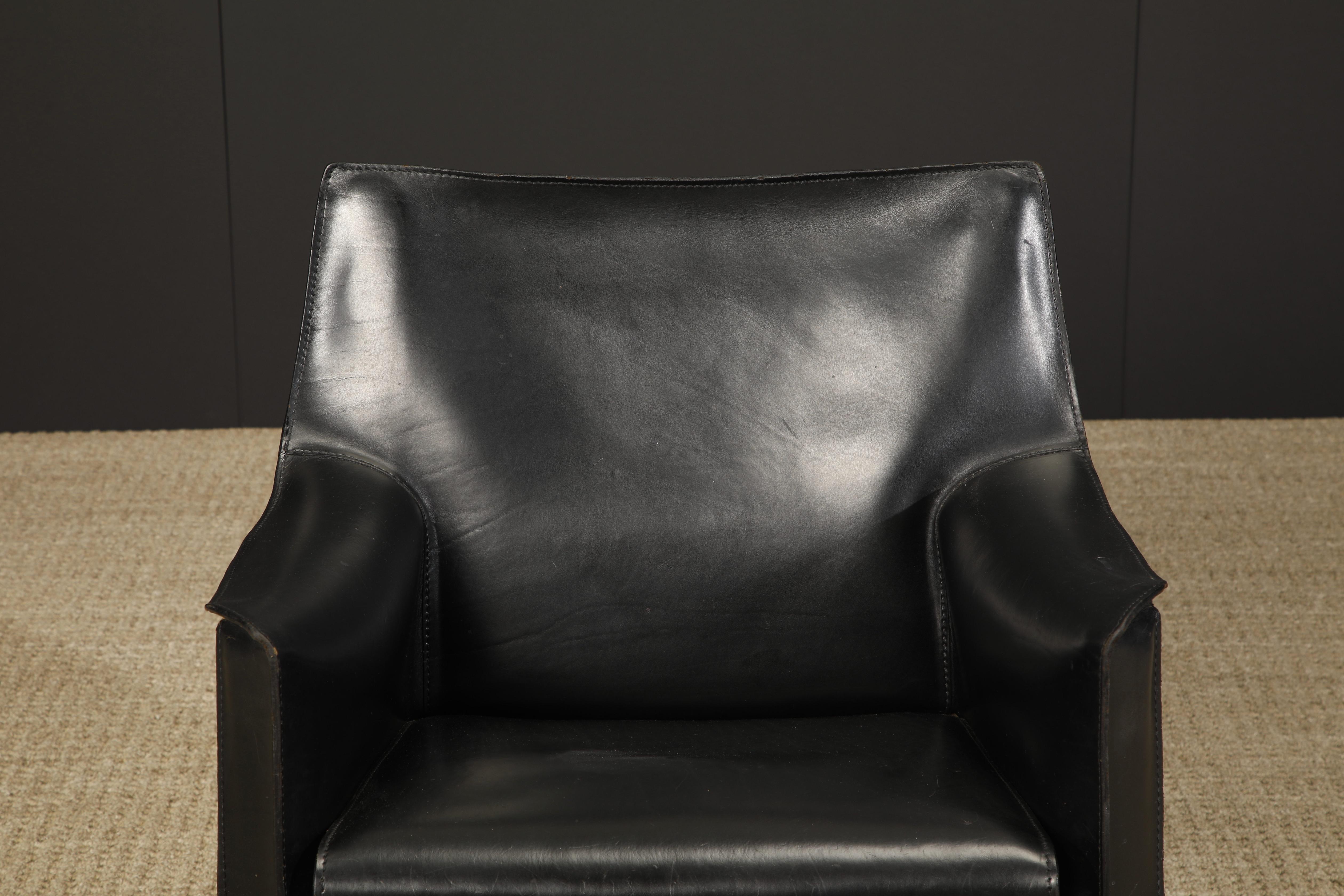 Late 20th Century Mario Bellini for Cassina 'Cab 414' Leather Lounge Chair, Signed, circa 1980s For Sale