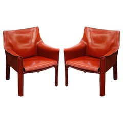 Mario Bellini for Cassina "Cab 414" Lounge Chairs, Signed, circa 1980