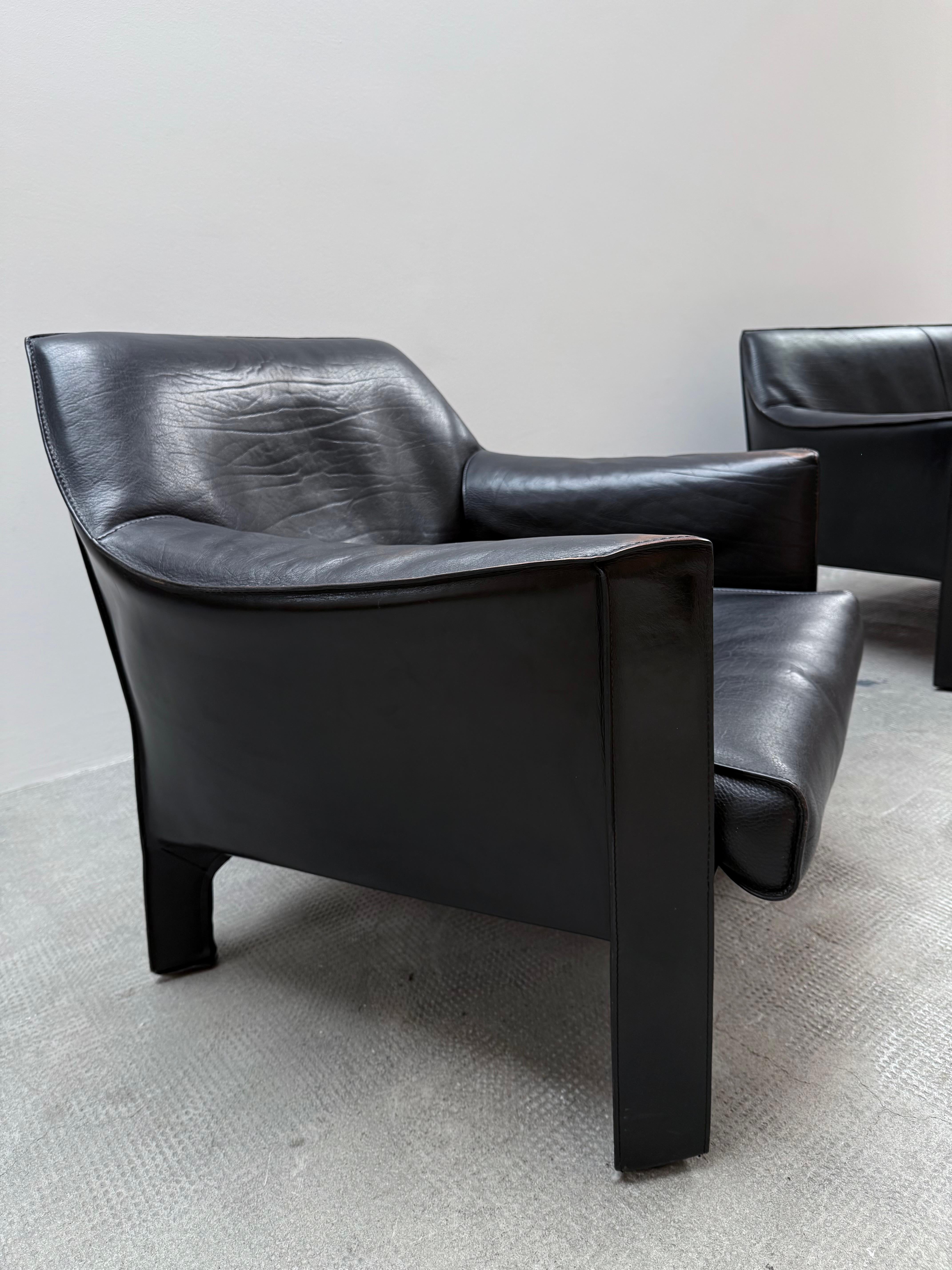 Italian MARIO BELLINI FOR CASSINA CAB 415 ARMCHAIR & SOFA SADDLE LEATHER, ITALY 1980s