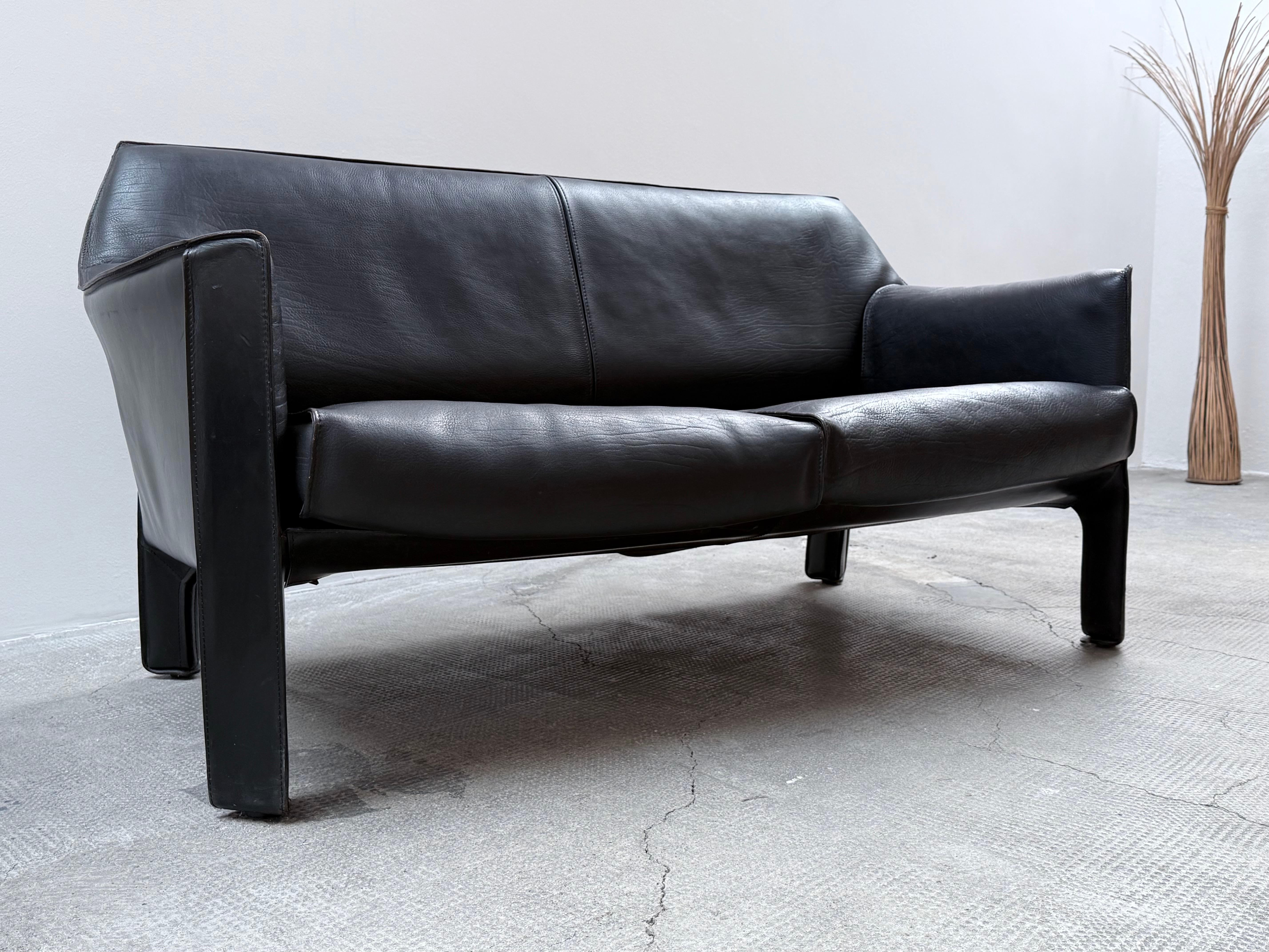 MARIO BELLINI FOR CASSINA CAB 415 ARMCHAIR & SOFA SADDLE LEATHER, ITALY 1980s 1