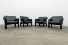 Mario Bellini for Cassina 'Cab #415' Buffalo Leather Club Chairs, Signed, 1980s