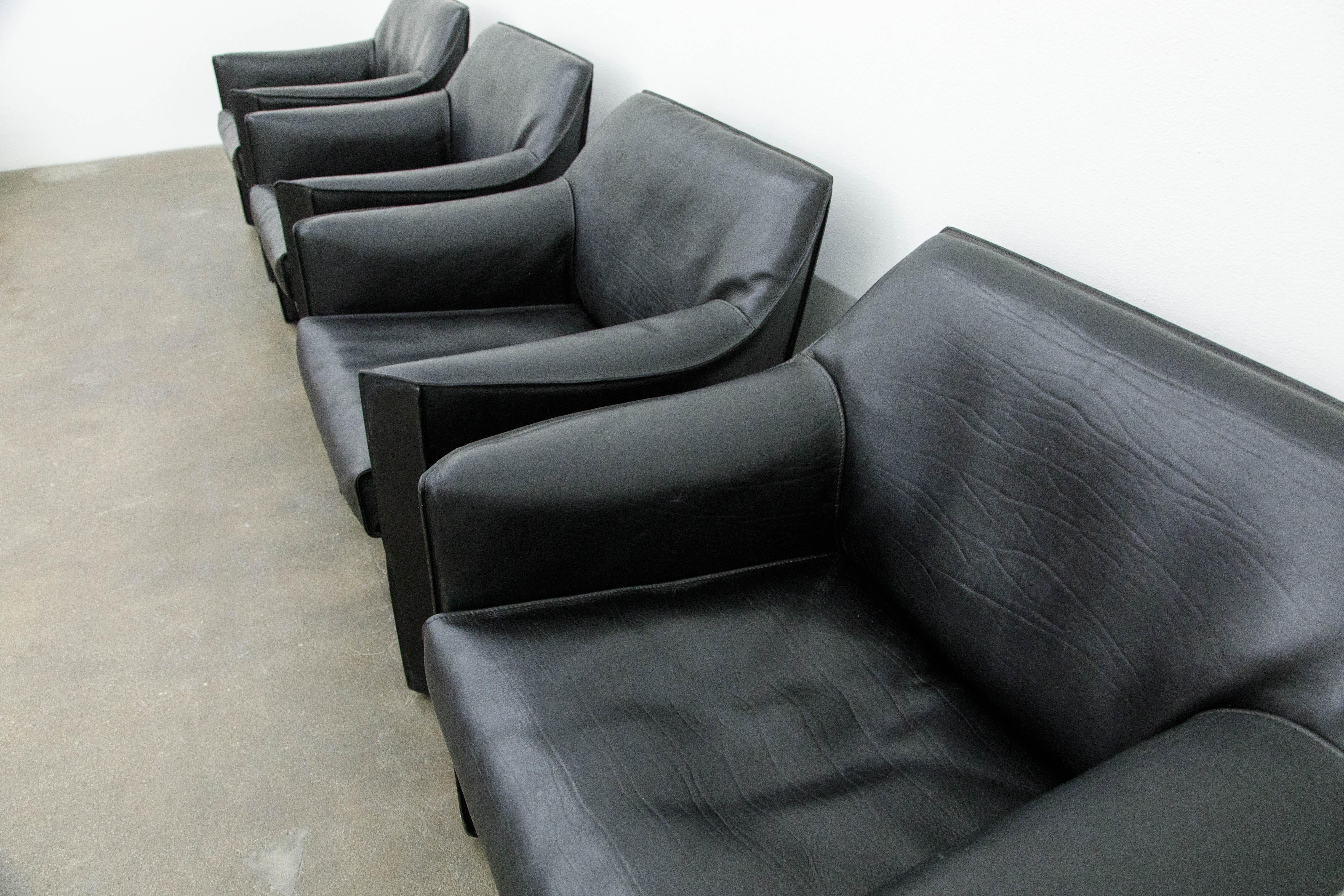 Late 20th Century Mario Bellini for Cassina 'Cab #415' Buffalo Leather Club Chairs, Signed, 1980s
