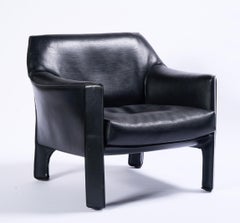 Mario Bellini for Cassina Cab Chair 415 in Black Leather