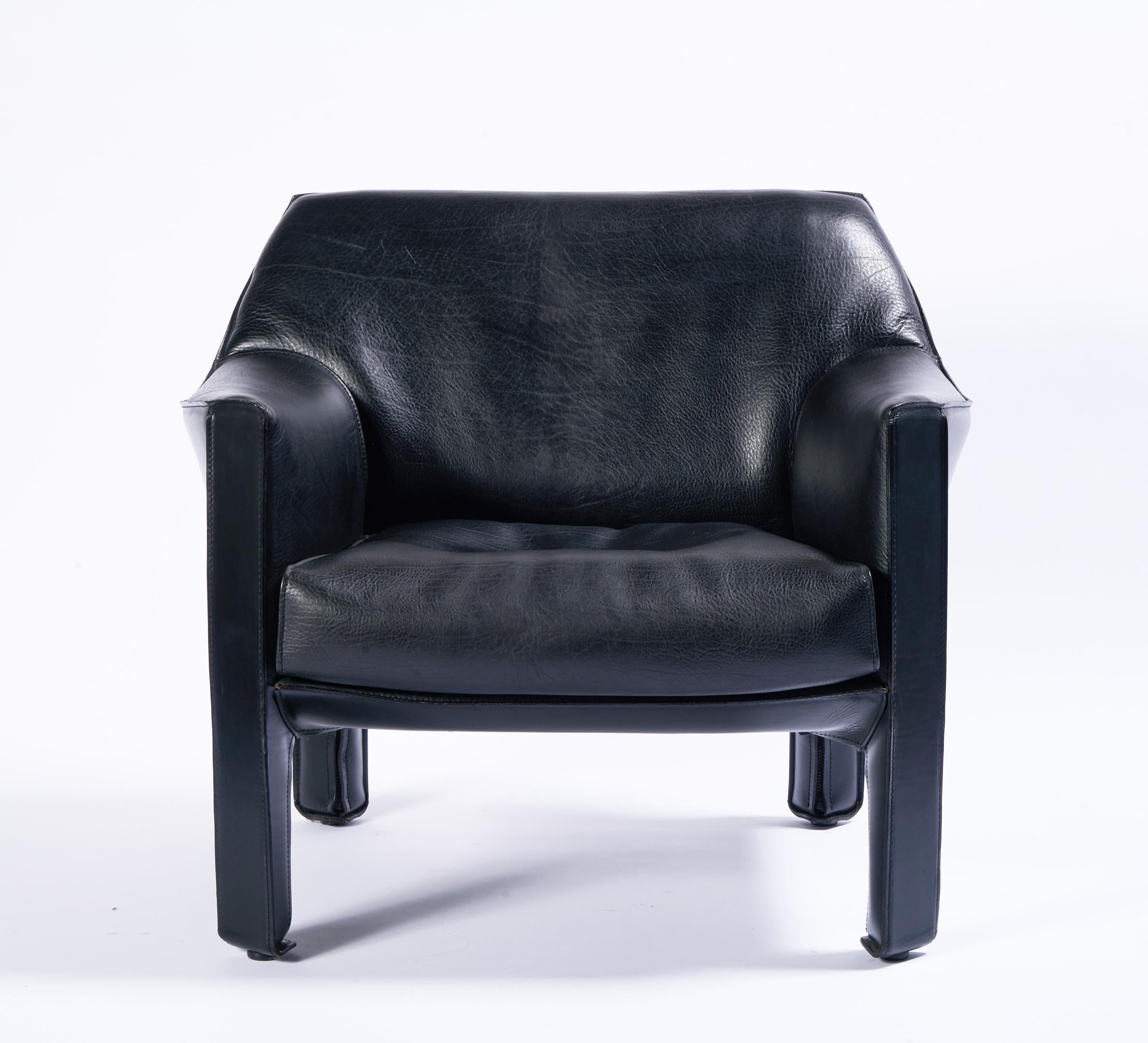 Fin du 20e siècle Mario Bellini pour Cassina Chaise cabine 415 en cuir noir en vente